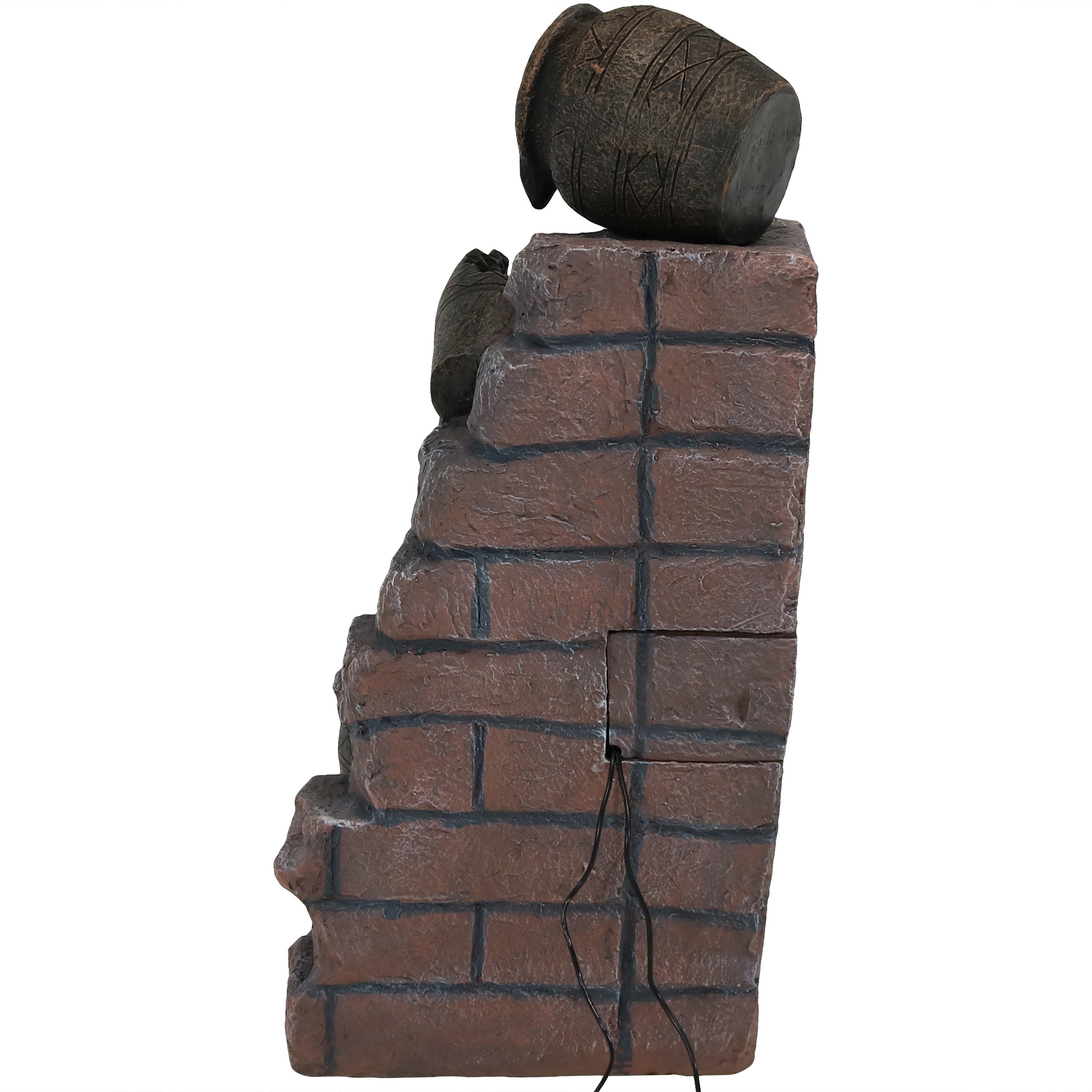 Sunnydaze Crumbling Bricks and Pots Solar Fountain with Battery Backup - 27