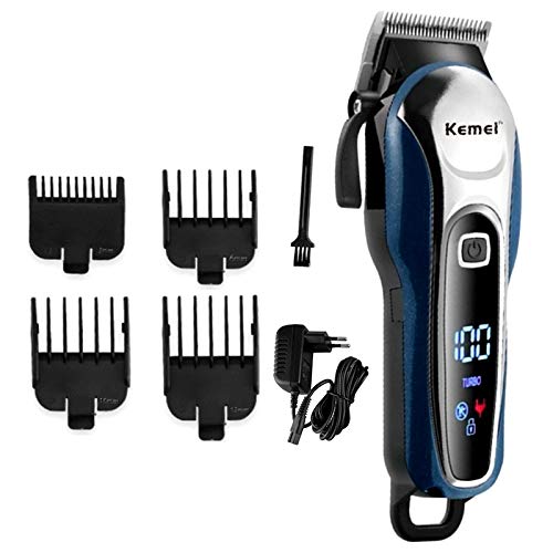 Professional Barber Hair Clipper & Beard Trimmer for Men - Cordless/Corded Electric Hair Cutting Machine with 4 Combs - Perfect for Home Grooming, Salon Use & Travel Essentials