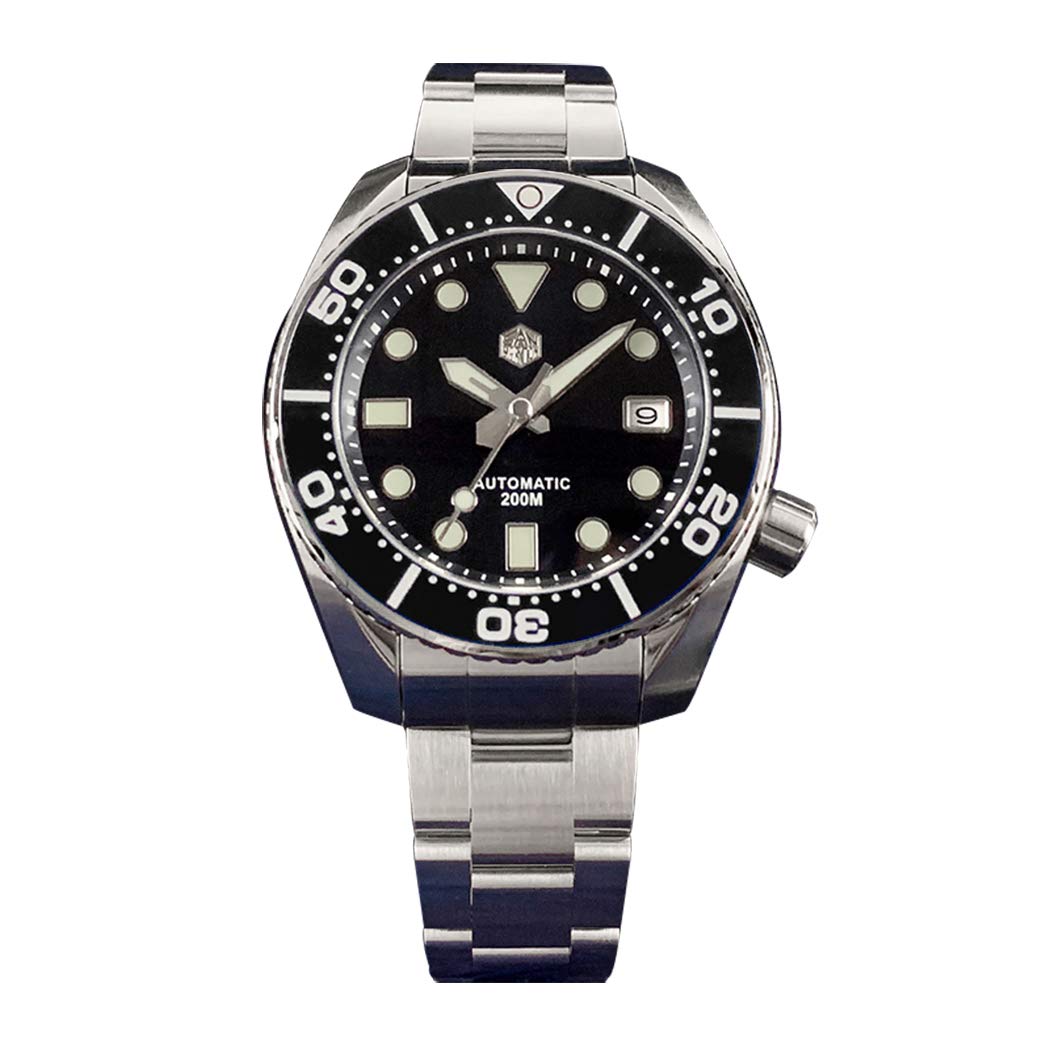 San Martin Men's Automatic Diving Watch - 30 Bar Waterproof Military Sport Wristwatch with Super Luminous, Ceramic Bezel & Steel Strap | Perfect for Scuba Diving, Swimming and Outdoor Adventures