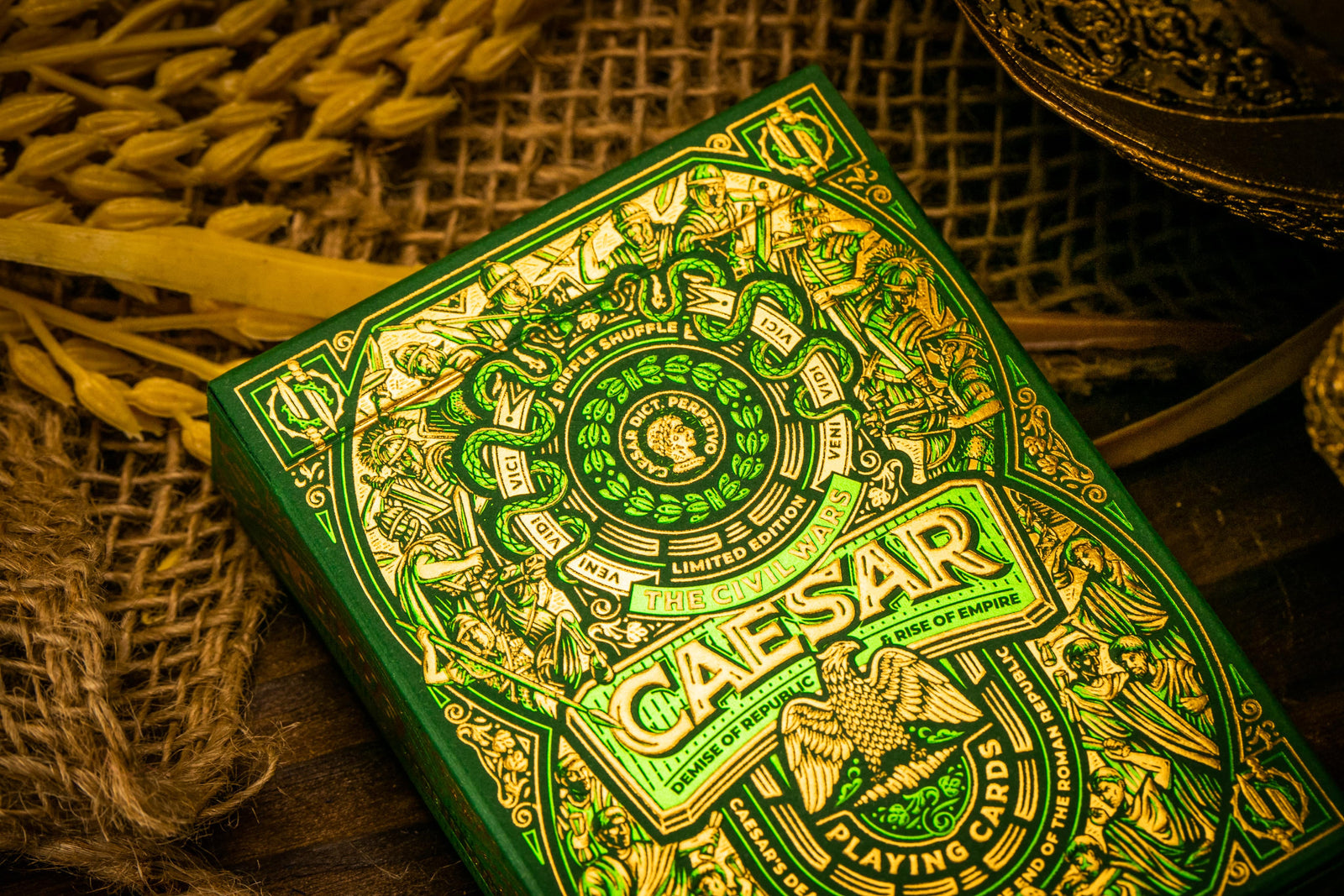 Premium Caesar Playing Cards - Green Edition | Classic Poker & Card Games | Perfect for Casino Nights, Magic Tricks & Family Game Nights
