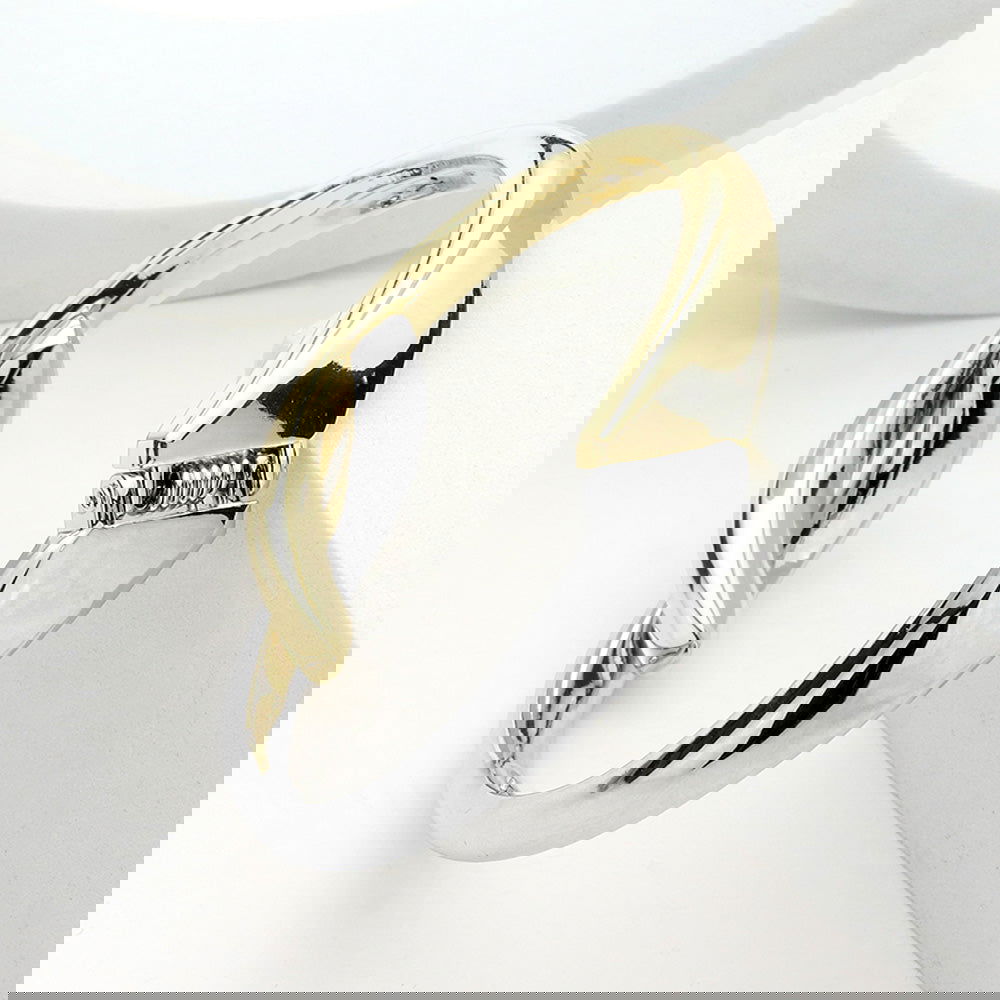 Two Tone Abstract Twist Metal Hinged Bracelet for Women - Elegant Adjustable Bangle for Casual & Formal Wear - Perfect Gift for Birthday, Anniversary & Special Occasions