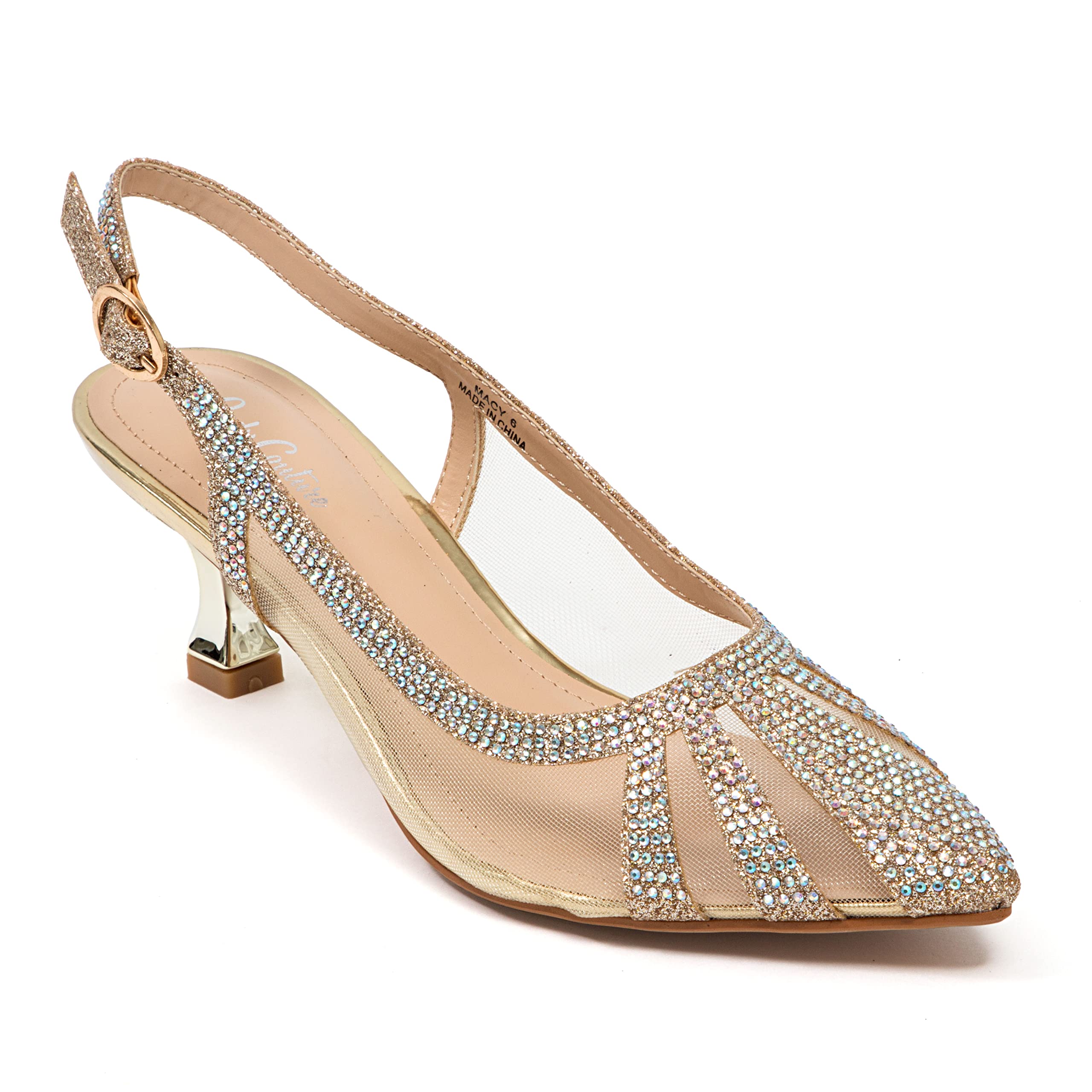 Ninety Union Macy Rhinestone Trimmed Sling Back Pumps - Elegant Women's Dress Shoes for Parties, Weddings & Evening Events