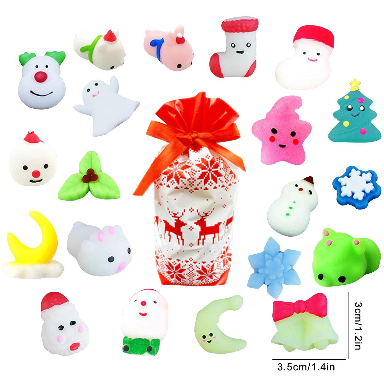 20Pcs Christmas Cute Animal Squishy Toys - Slow Rising Stress Relief Fidget Toys Set for Kids & Adults - Perfect for Holiday Gifts, Advent Calendars, Party Favors and Anxiety Relief