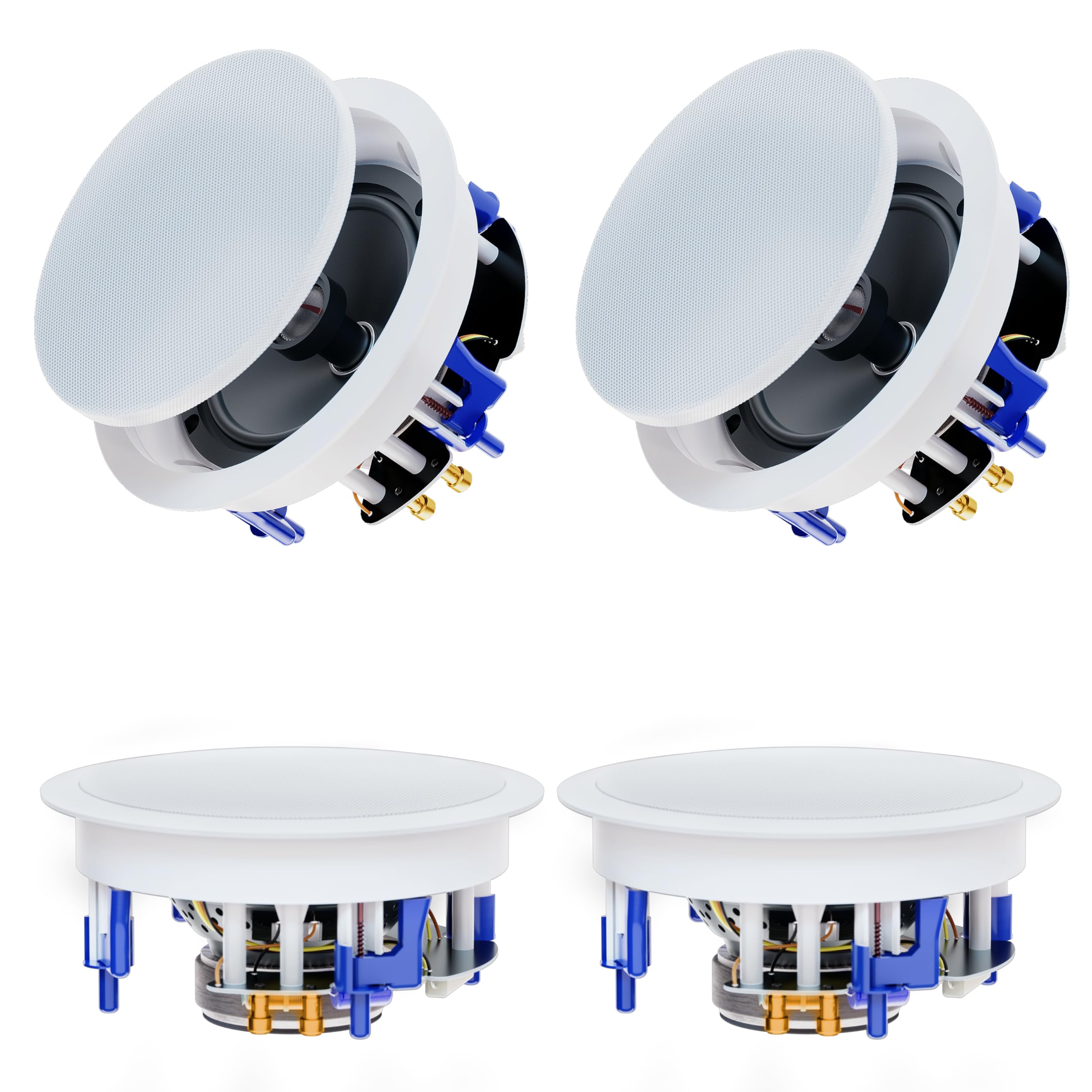 Herdio 6.5 Inch 640W 2-Way Flush Mount Bluetooth Ceiling Speakers (4-Pack) - High Power Home Audio System for Theater, Living Room & Office - Perfect for Music, Movies & Multi-Room Entertainment