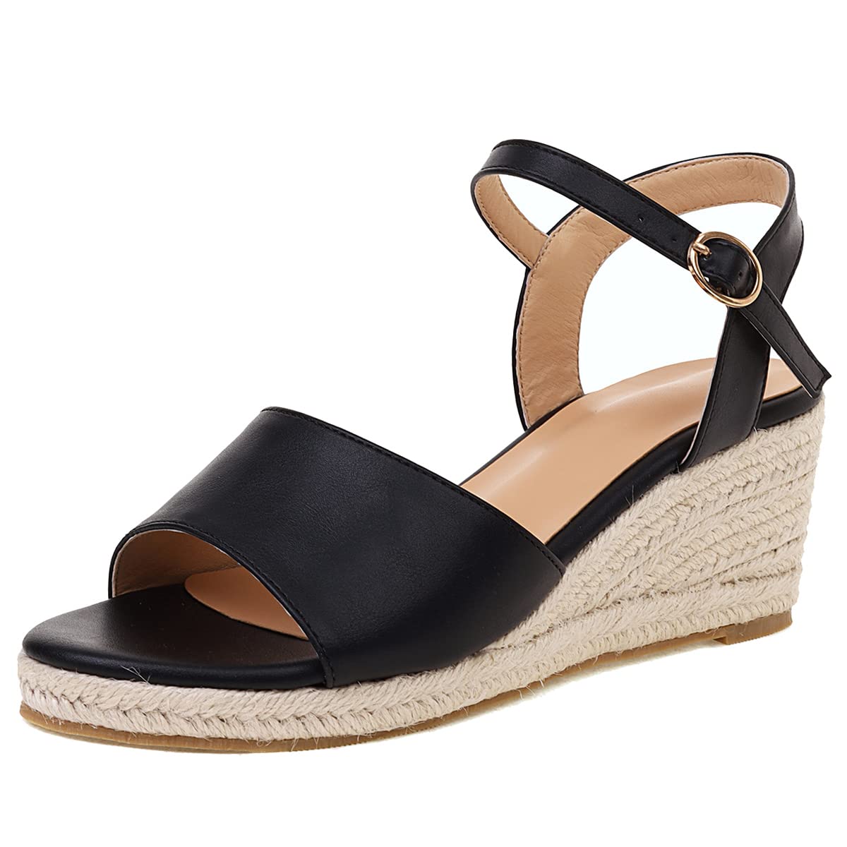 Scaroruki Women's Fashion Wedge Sandals with Woven Heel - Comfortable High Heels for Summer, Beach, and Casual Outings