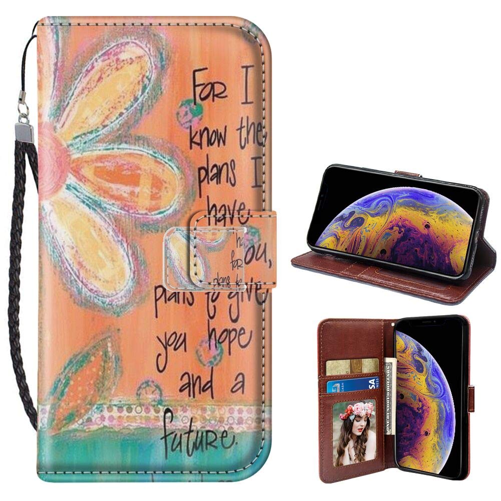 Bible iPhone X/Xs Case - PU Leather Wallet Cover with Stand & Strap for Women | Church & Daily Use