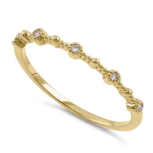 14K Yellow Gold Thin Half Eternity Stackable Diamond Ring for Women - Dainty Wedding Band, Anniversary Gift, Everyday Jewelry for Stacking & Layering
