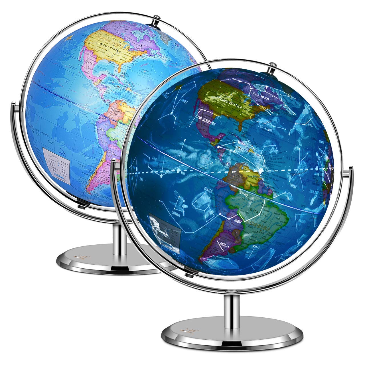 Educational Illuminated World Globe for Kids - Interactive Learning Globe with LED Night Light & Stand - Perfect for Bedroom, Study Room & Geography Lessons