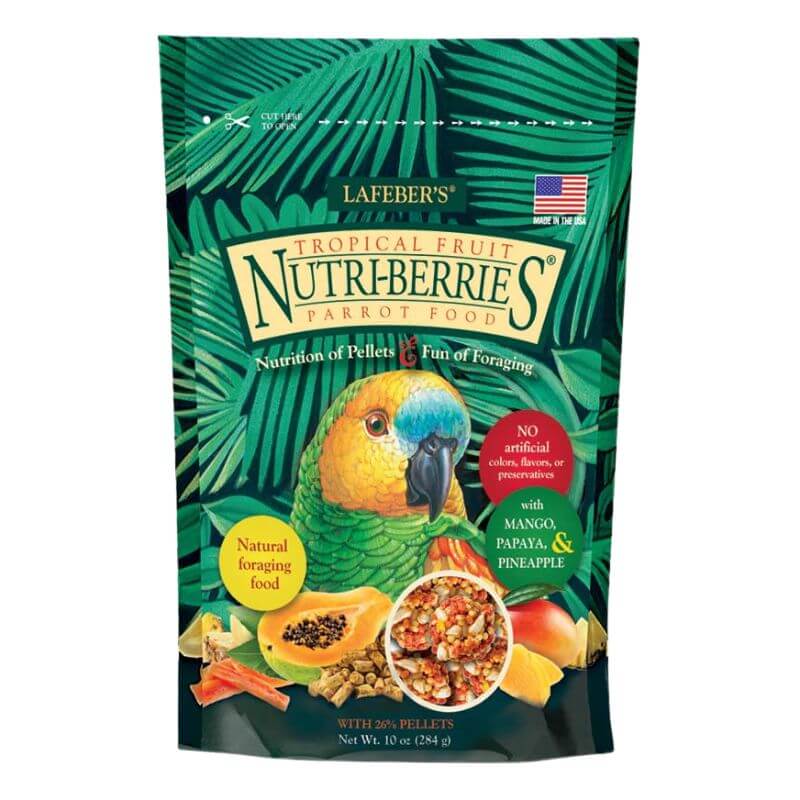 Lafeber Tropical Nutri-Berries for Parrots - Premium Bird Food with Natural Fruits & Nuts - Perfect for Cockatiels, Conures & Small Parrots - Healthy Snack & Training Treat for Your Feathered Friend