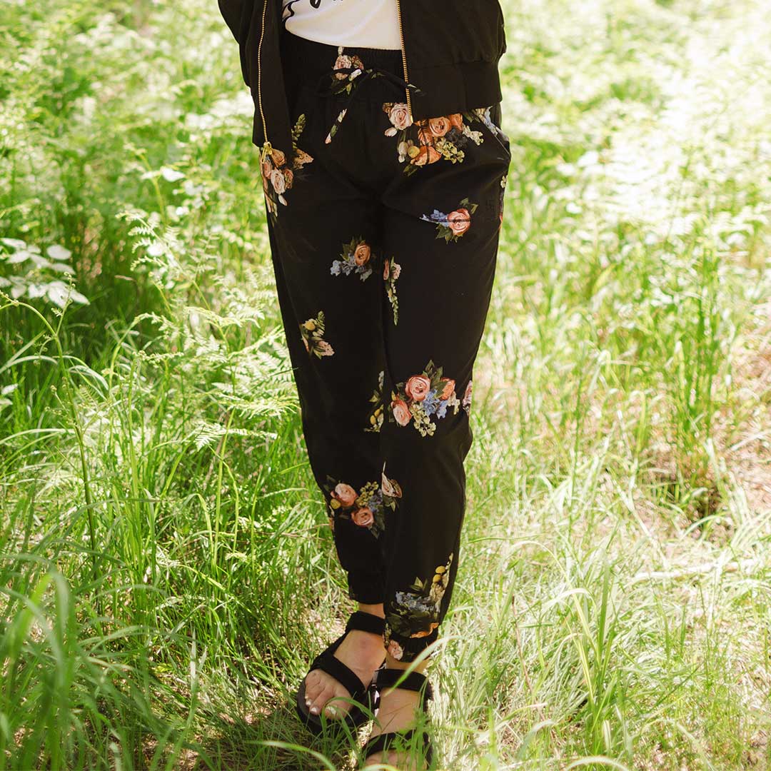 Destination Joggers for Women - Rose Black Color Comfortable Lounge Pants | Perfect for Yoga, Running, Travel & Casual Wear