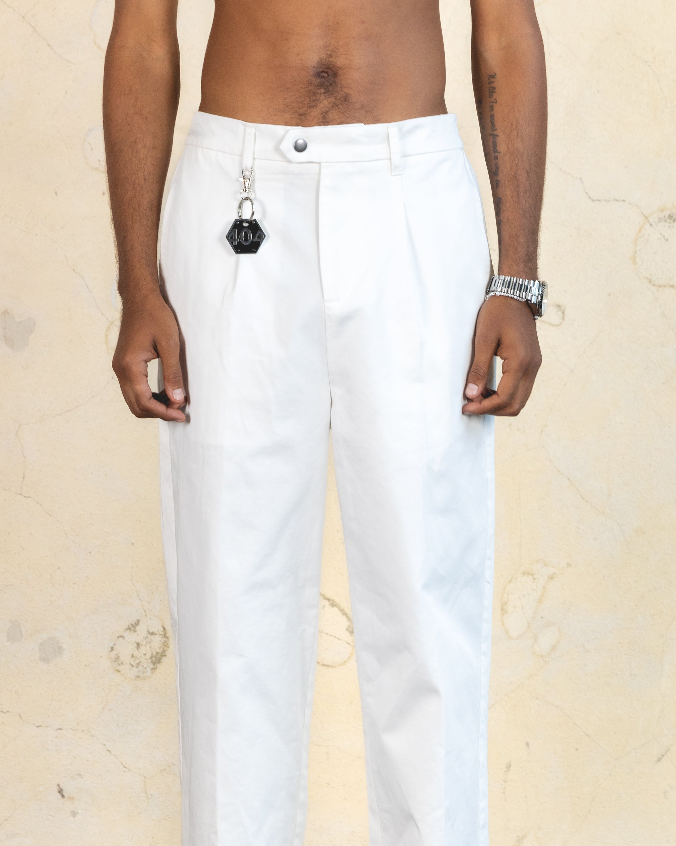 404 Studio High Waist Trousers for Women - Off White Wide Leg Pants | Comfortable Office Work Pants & Casual Chic Streetwear Outfit