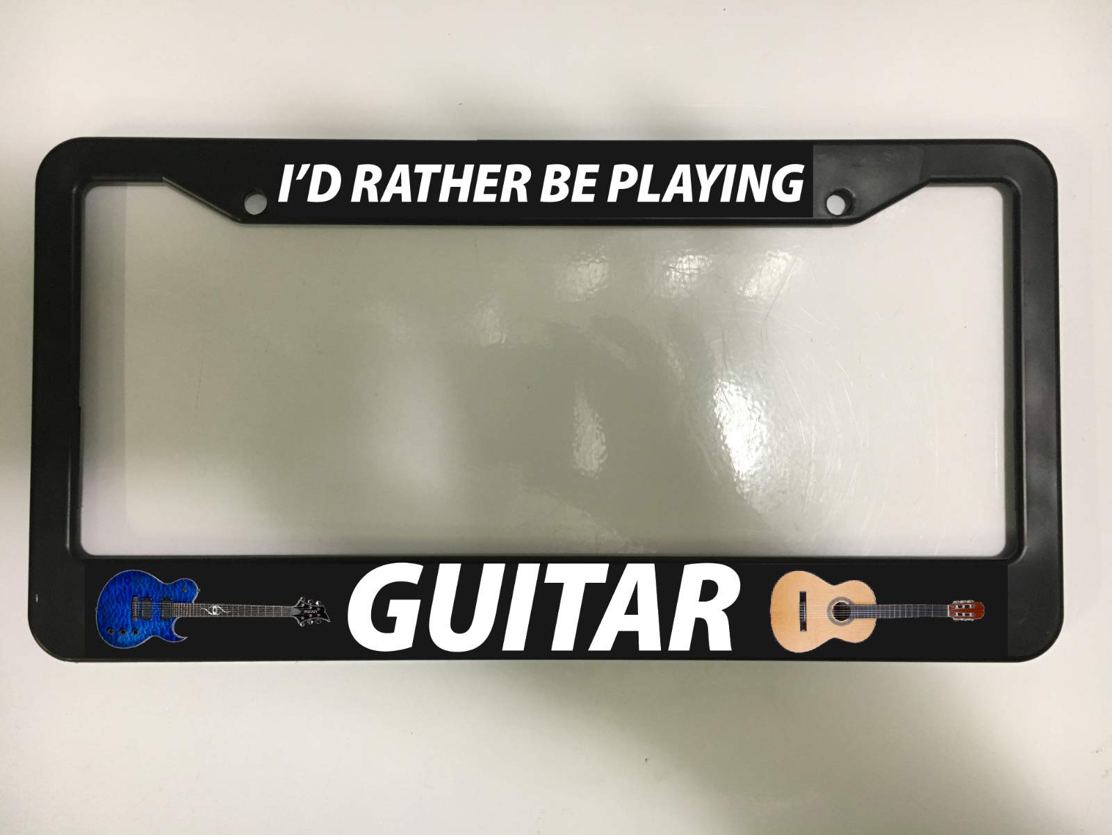 ID Rather Playing Guitar Rock & Roll Country Metal License Plate Frame for Car & Truck - Durable Auto Accessory for Music Lovers (Perfect for Concerts, Road Trips & Car Shows)
