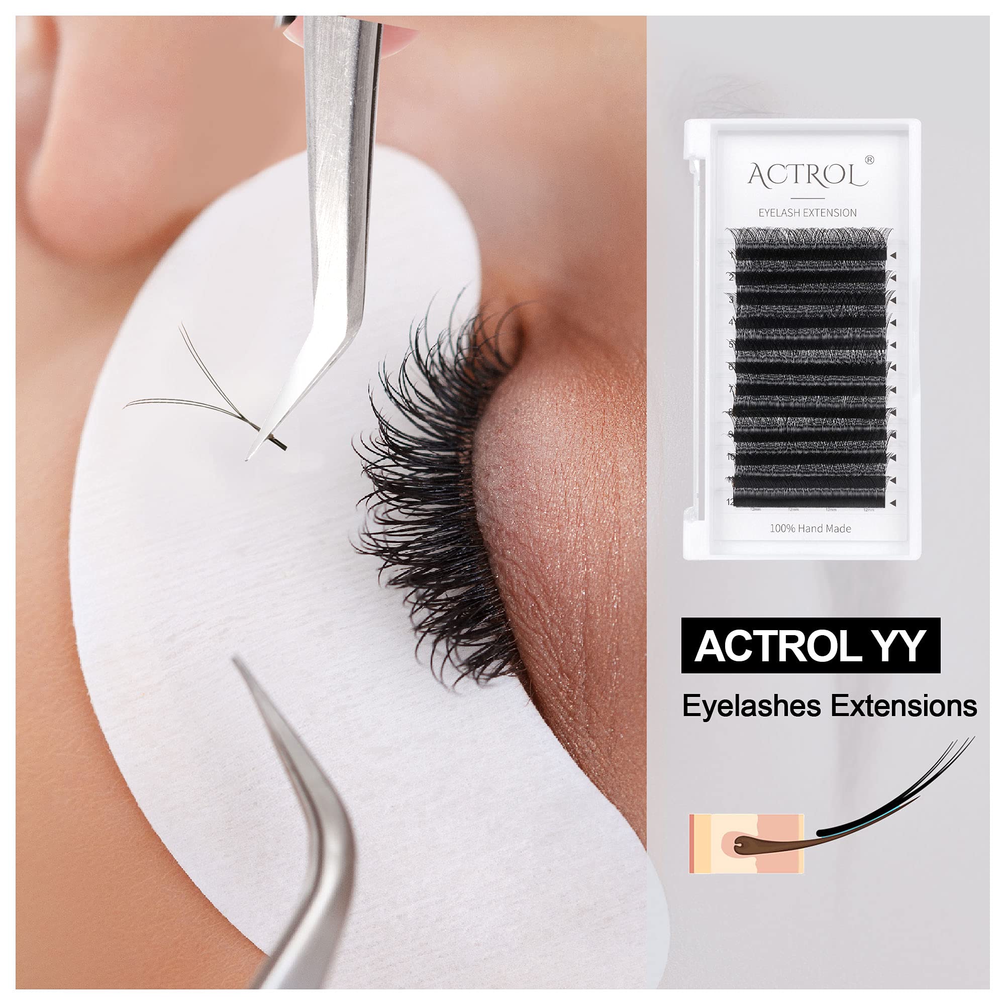 Premium 4D Y-Shaped Eyelash Extensions - Black C Curl 0.05mm 10mm Volume Lashes for Easy Fan Creation | Soft Premade False Lashes for Natural Look | Perfect for Bridal, Party & Daily Makeup