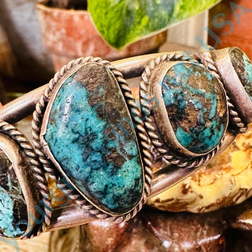 Stunning Navajo Row Bracelet with Bisbee & Carlin Mine Turquoise in Sterling Silver - Perfect for Boho Fashion & Southwest Jewelry Lovers