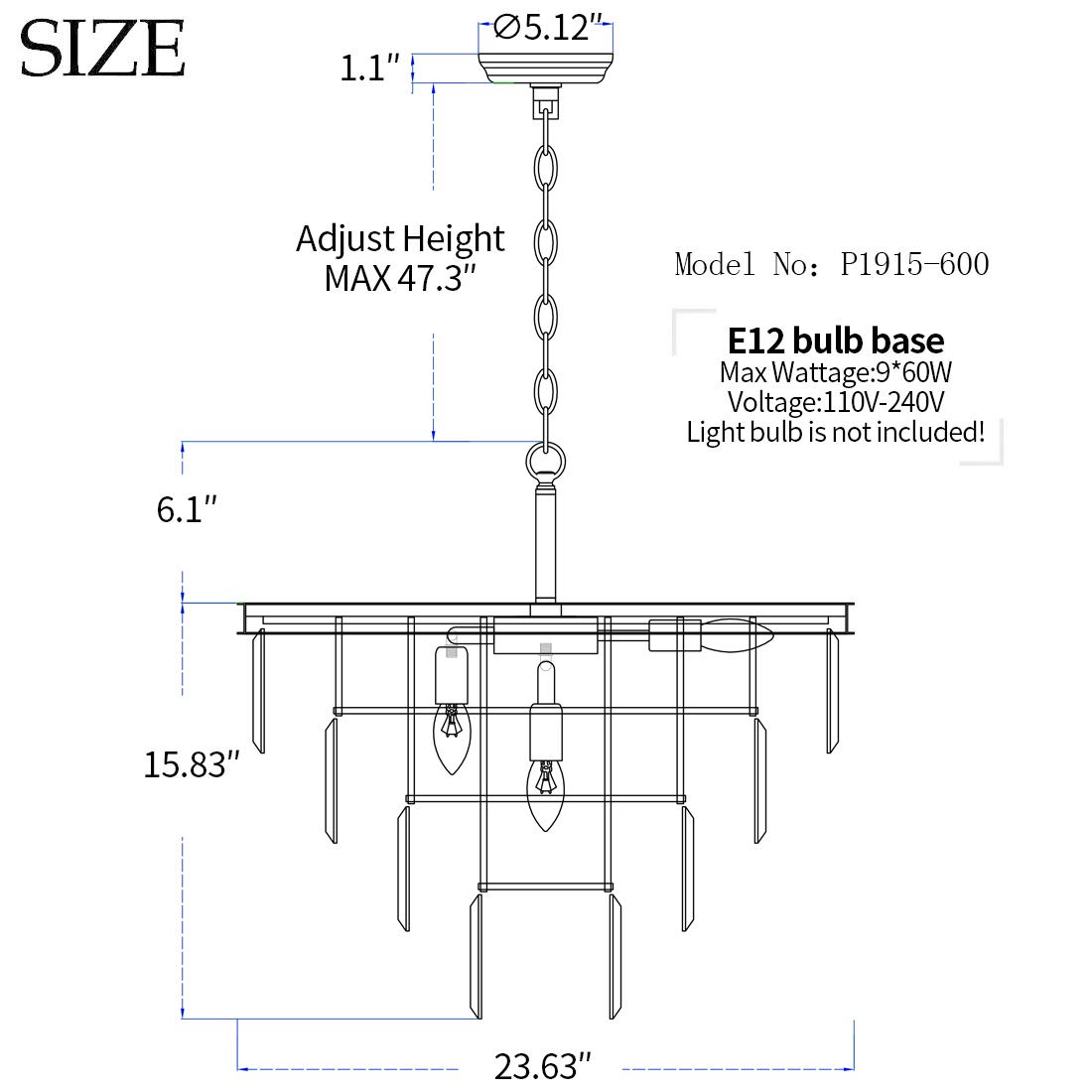 Luxury Black Smoke Crystal Chandelier - 4-Tier Modern Pendant Ceiling Light Fixture for Dining Room, Living Room, Bedroom & Girls Room (23.6