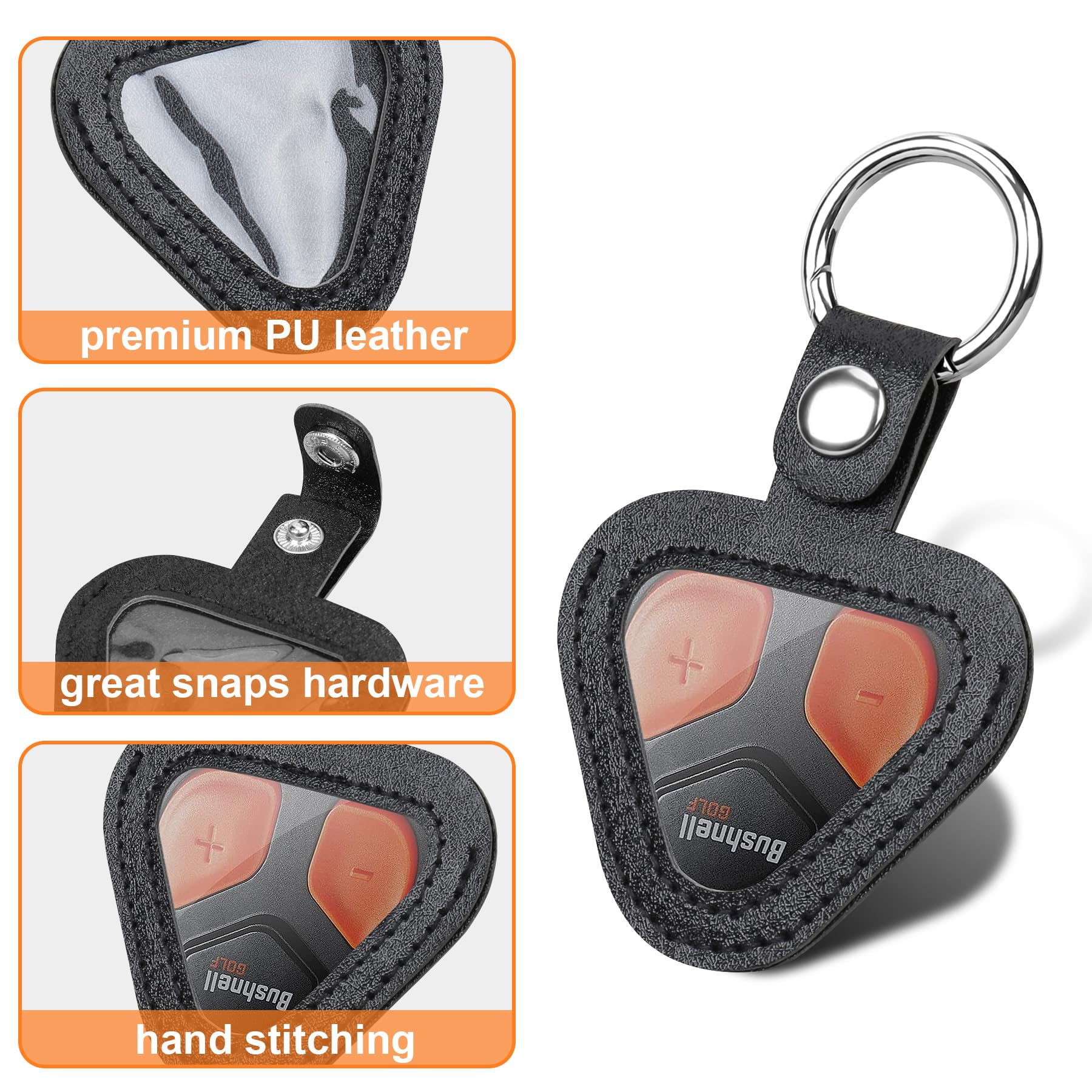 BOVKE Protective Case for Bushnell Wingman View Golf GPS Speaker - Bluetooth Remote Control Holder Cover with Carabiner (Black) - Durable Golf Accessory for On-Course Protection & Convenient Storage
