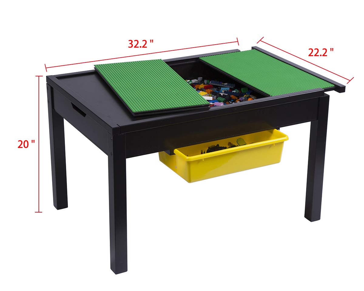 UTEX Large 2-in-1 Kids Activity Table with Storage | Play Table for Boys & Girls Ages 5-12 | Espresso Wooden Toy Organizer | Perfect for Playroom, Classroom & Homeschool Activities
