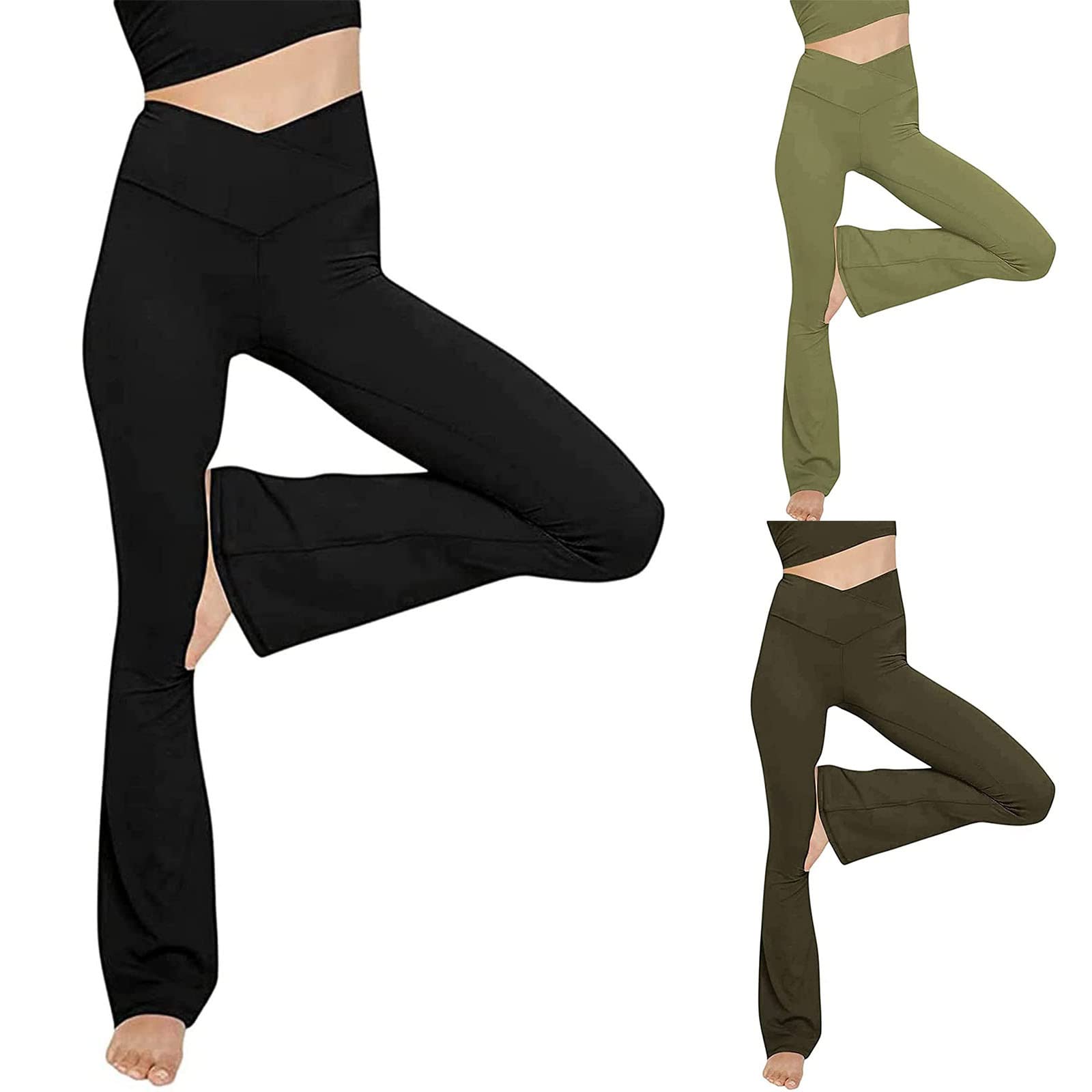 Jsaierl Women's High Waisted Yoga Pants - Soft Non-See Through Workout Leggings with Tummy Control, Bootcut Design for Running, Pilates & Gym - Perfect for Fitness, Lounge & Everyday Wear