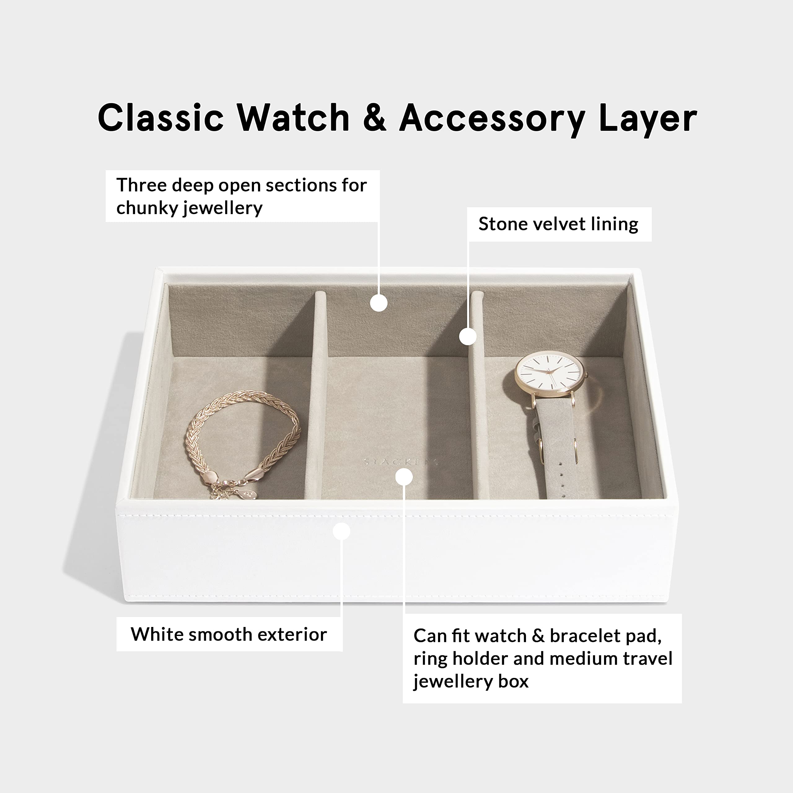 Elegant White Classic Medium Jewelry Box Set of 3 - Perfect for Gift Giving, Travel & Home Organization
