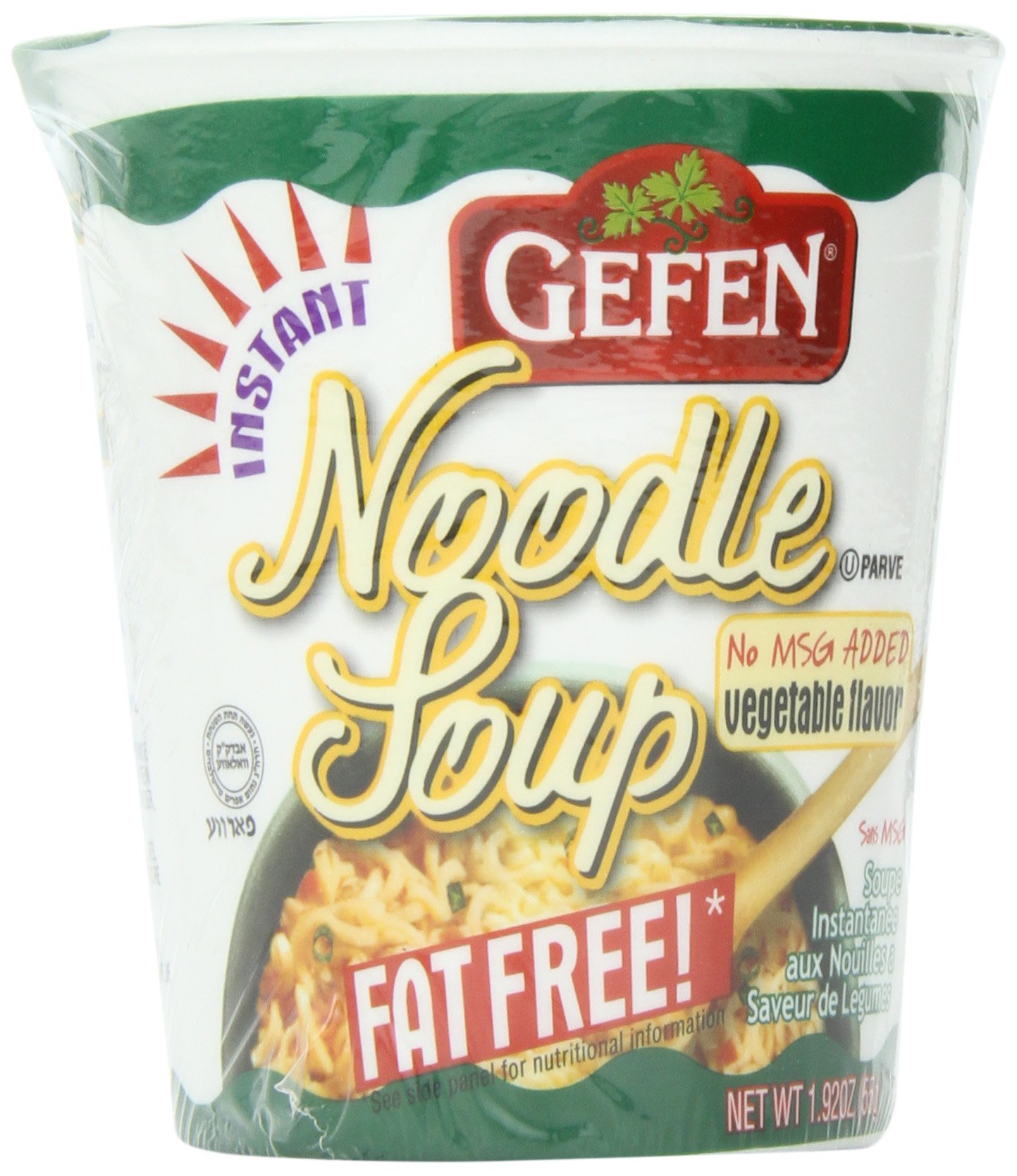 Gefen Vegetable Fat Free Soup Cup - No MSG, 1.92 oz (Pack of 12) | Instant Soup Mix for Camping, Office Lunch & Quick Meals