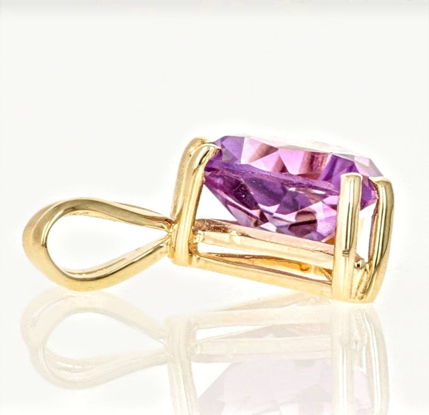 Exquisite Custom-Made Solid Sterling Silver or Gold Natural Amethyst Pendant Necklace - 4mm/5mm/6mm/7mm Trillion Cut Dangle Pendant with Chain - Perfect for Gifts, Weddings & Special Occasions