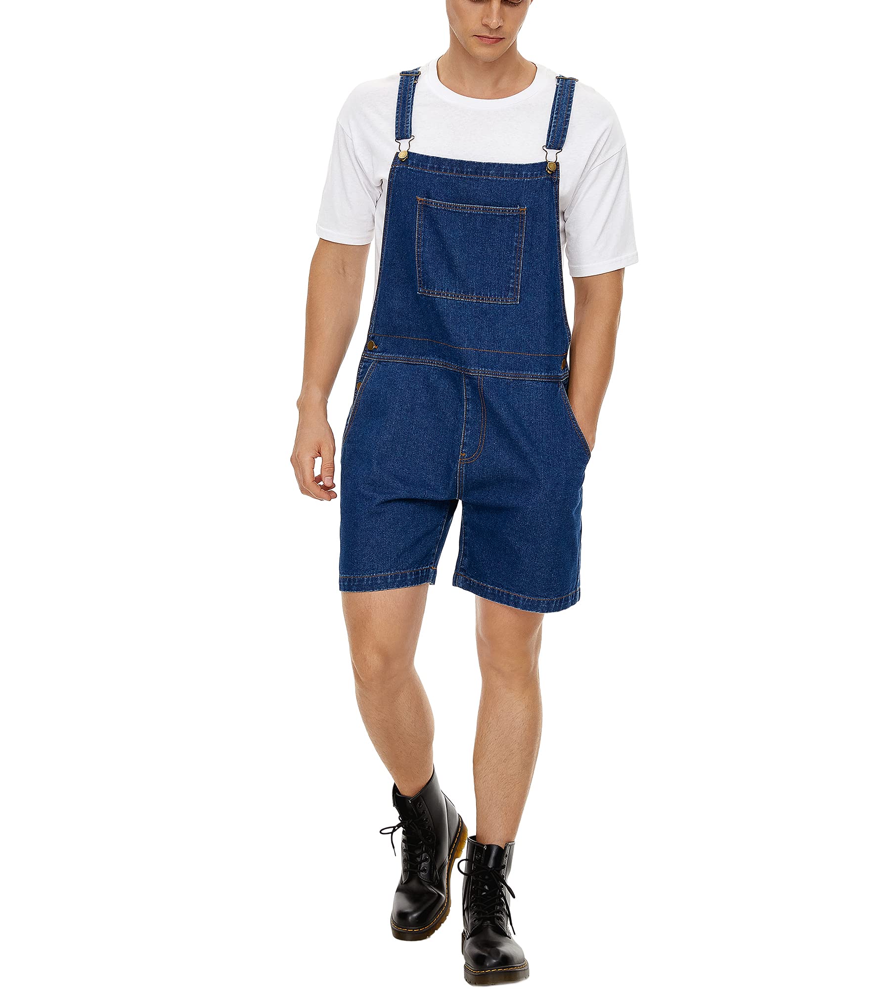 Yuanbang Denim Overalls - Adjustable Bib Shorts Romper for Men & Women | American Flag Print, Casual & Workout Wear | Perfect for Summer, Festivals, and Patriotic Events