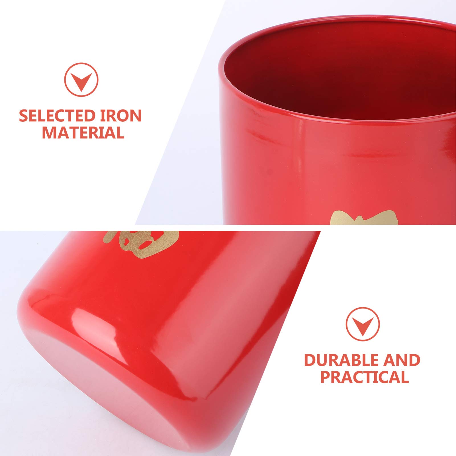 1pc Chinese New Year 'Fu' Word Hug Bucket - Iron Flower Holder Container for Home Decor, Wedding, Festival & Holiday Decoration | Unique Floral Arrangement Vase for Wall Hanging & Table Centerpiece