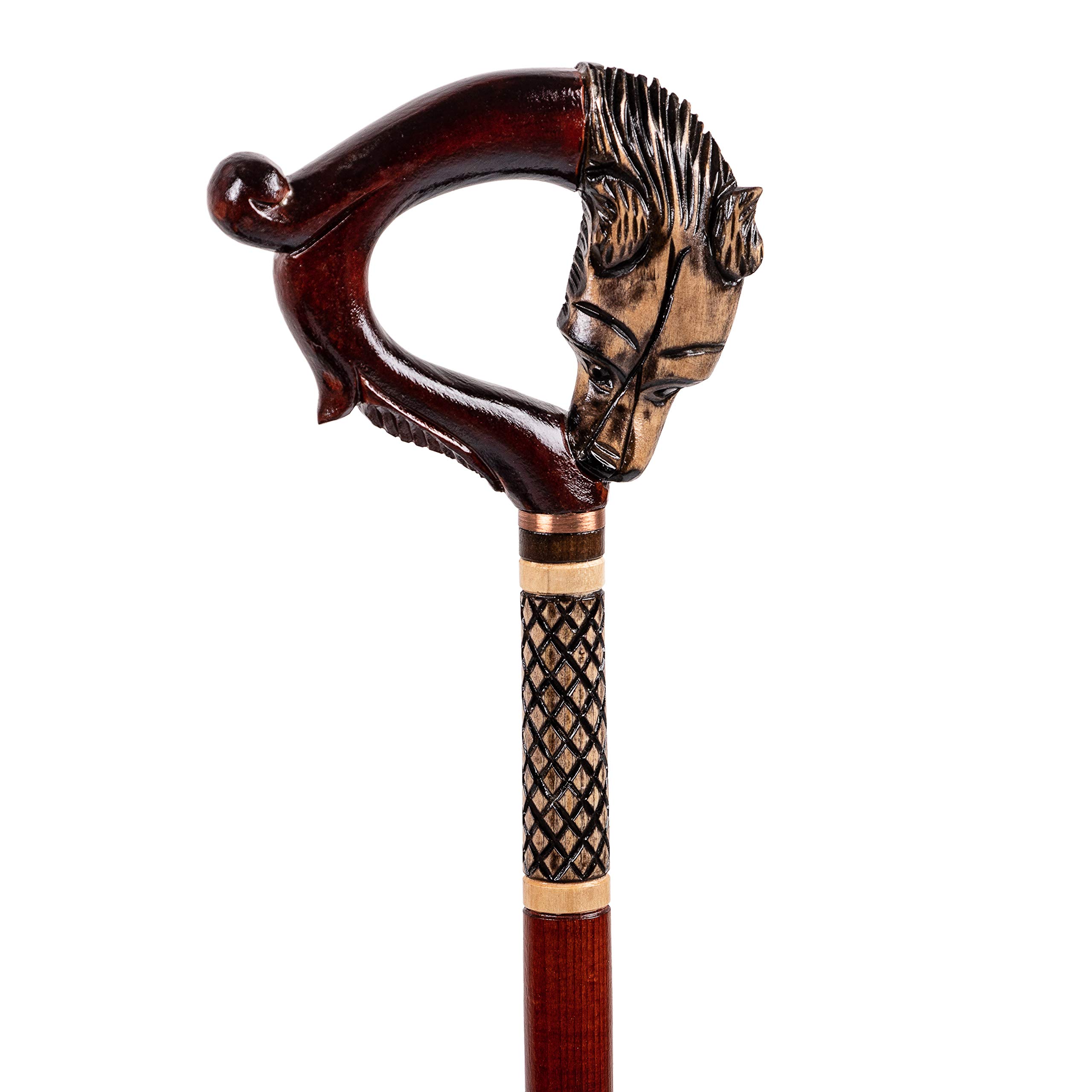 Handmade Wolf Carved Walking Stick - Premium Wooden Hiking Cane for Men & Women - Unique Outdoor Gift for Hikers, Travelers & Nature Lovers - Perfect for Trekking, Camping & Daily Support