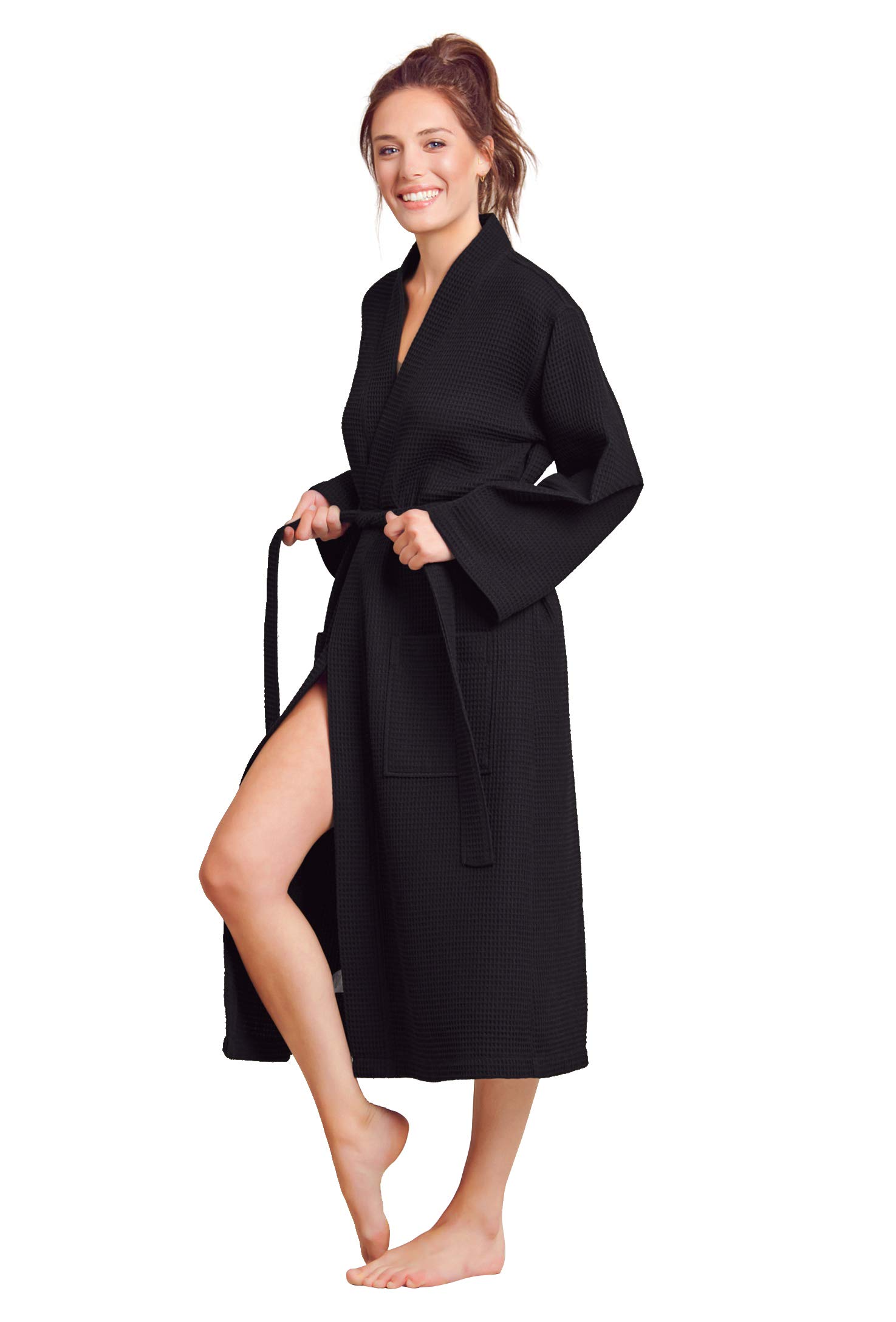 Luxury Soft Absorbent Lightweight Long Kimono Waffle Spa Bathrobe for Women - Perfect for Relaxing at Home, Spa Days & Hotel Stays