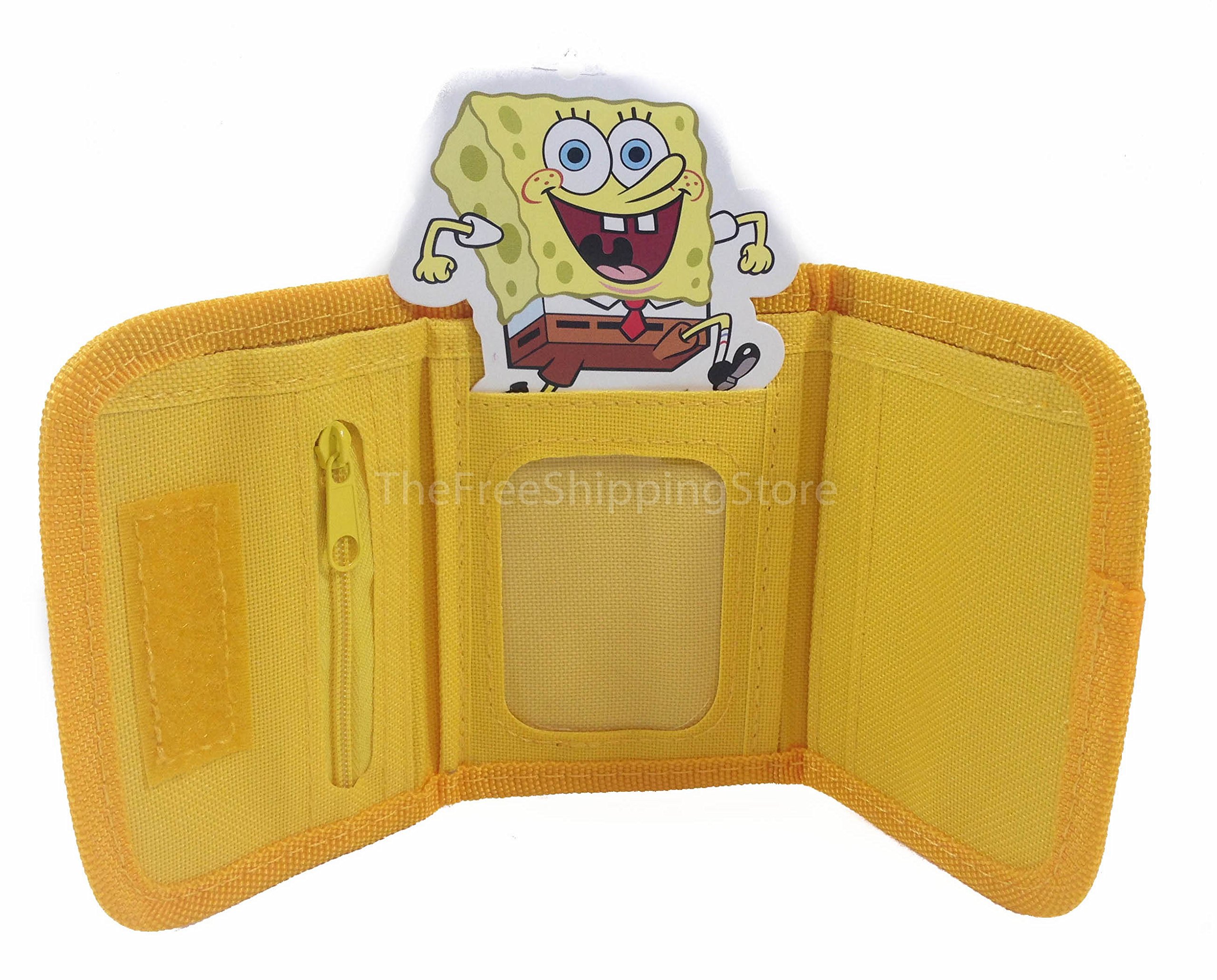 SpongeBob SquarePants Yellow Tri-Fold Wallet for Men & Women - Cartoon Character Design - Perfect for Daily Use, Travel & Gift Giving