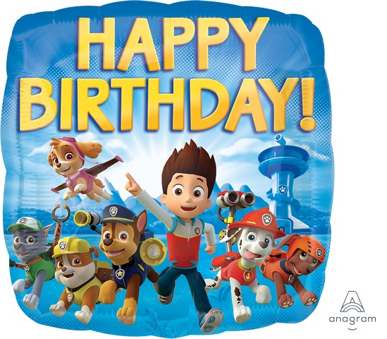 HX Paw Patrol Happy Birthday Balloon - 45cm Standard Size for Party Decorations | Perfect for Kids Birthday Parties, Themed Events & Celebrations