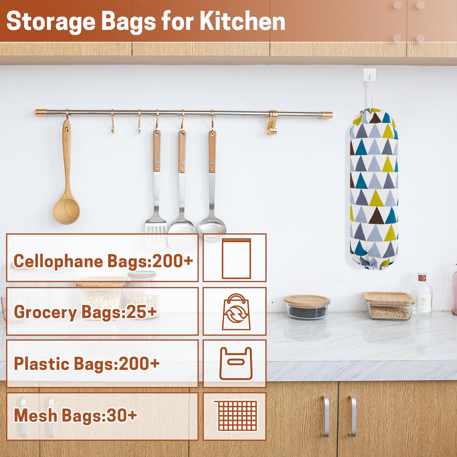 SWISSELITE 2-Pack Plastic Bag Holder - Reusable Wall Mount Grocery Bag Organizer & Storage Dispenser (22x9 Inch) - Perfect for Kitchen, Pantry, Garage & Supermarket Shopping Bag Organization