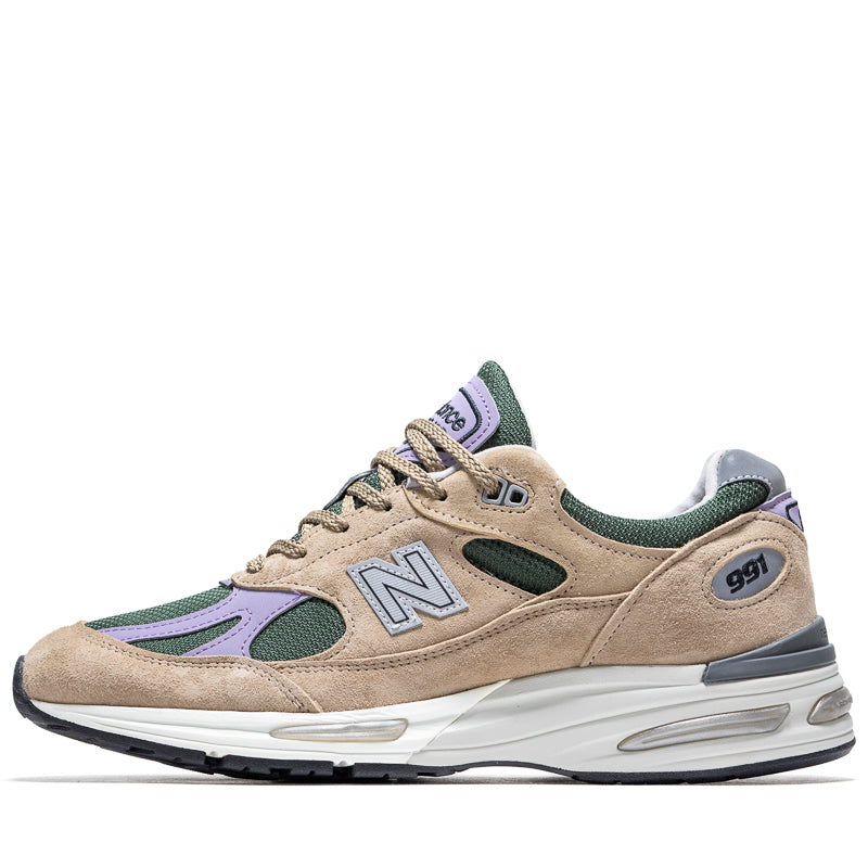 New Balance 991v2 Running Shoes - Made in UK - Cement/Douglas Fir Colorway - Premium Comfort for Men's Athletic & Casual Wear