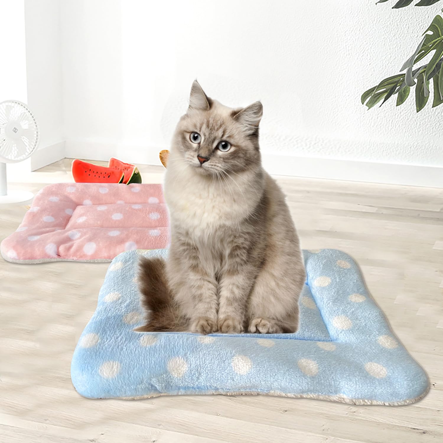 MANSHU Small Animal Plush Bed - Soft Bunny Bed for Rabbits, Squirrels, Hedgehogs - Cozy Pink & Blue 2-Piece Set - Perfect for Small Pet Cages, Playpens & Home Decor