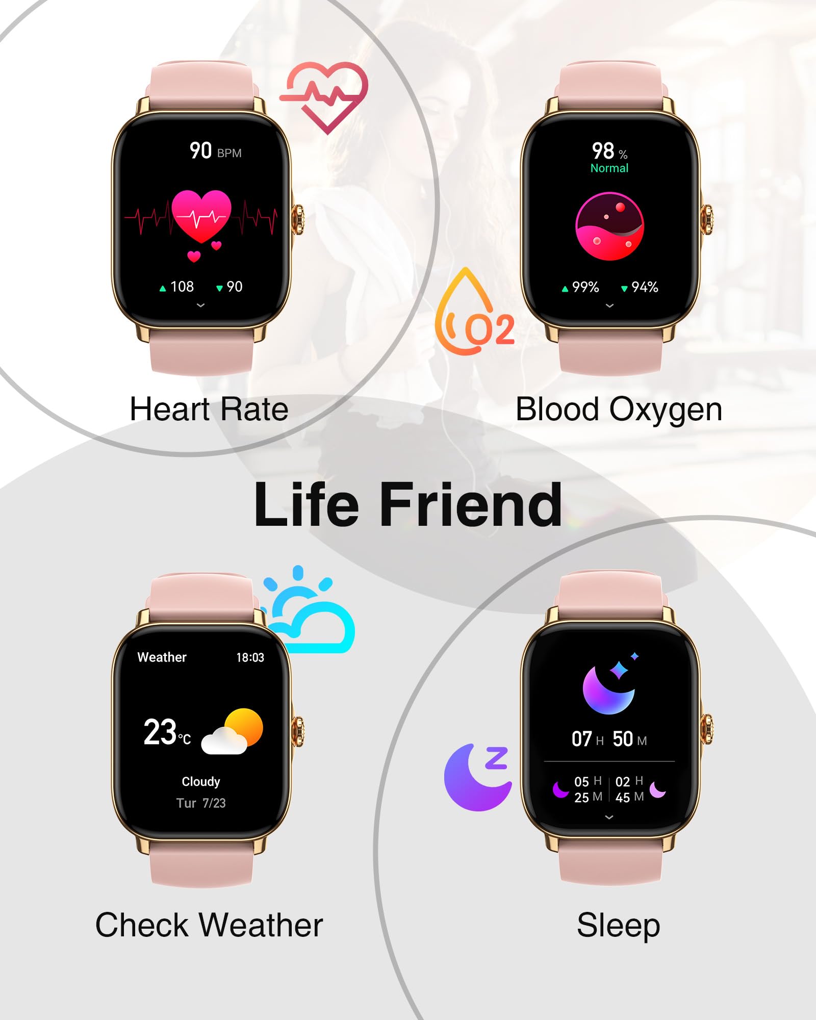 Smart Watch for Women with Bluetooth Calling - 1.85