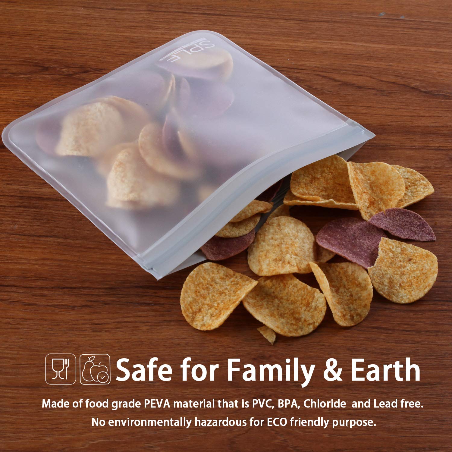 SPLF 12-Pack Reusable Food Storage Bags - 5 Sandwich Bags, 5 Snack Bags & 2 Gallon Bags | Dishwasher Safe, Leakproof, BPA-Free | Perfect for Meal Prep, School Lunches & Freezer Storage