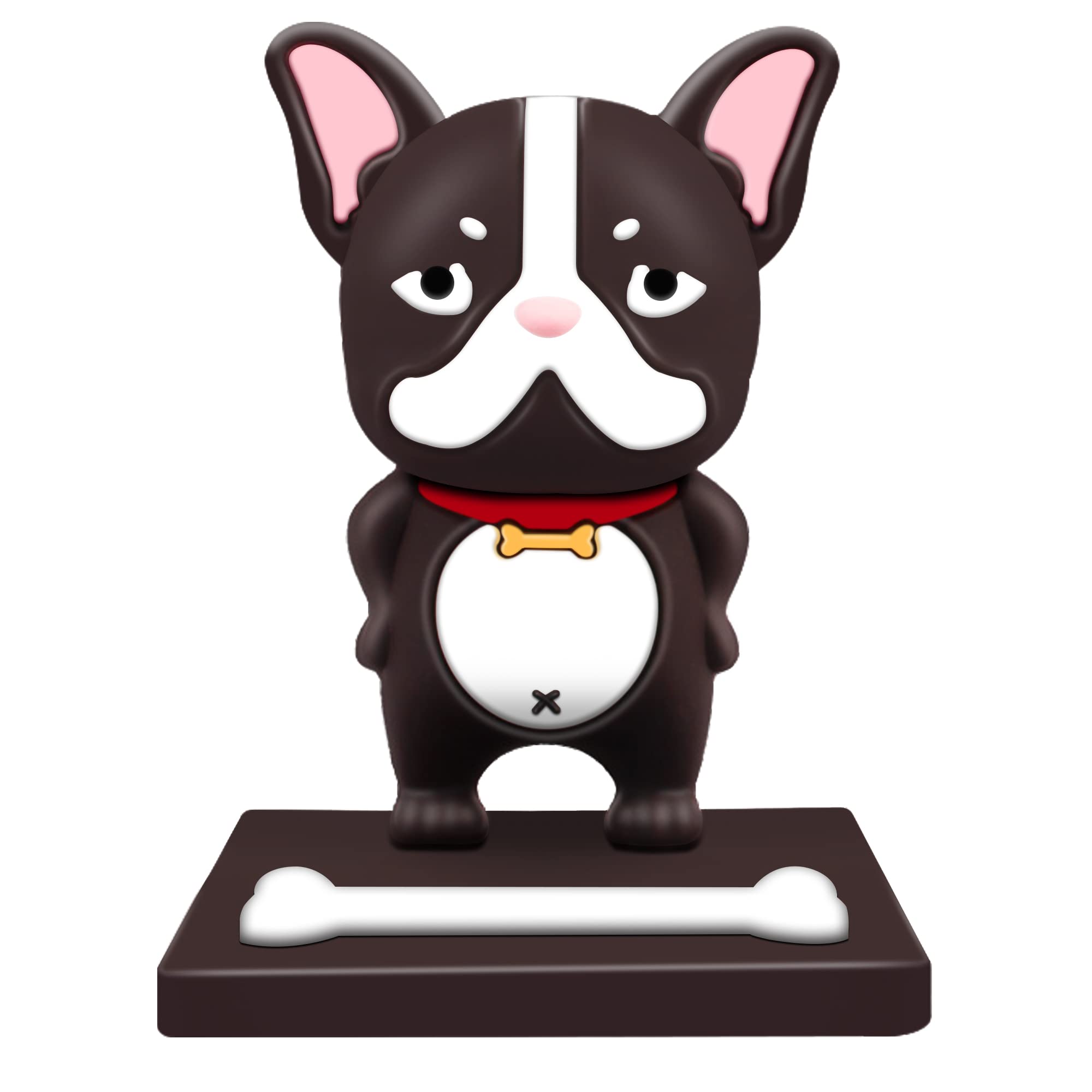 Kawaii Puppy Dog Desktop Holder - Adorable Bulldog Phone Stand for Desk, Cute Cartoon Animal Cell Phone Stand Compatible with All Smartphones (Coffee) | Perfect for Office, Home, Dorm & Gift Giving