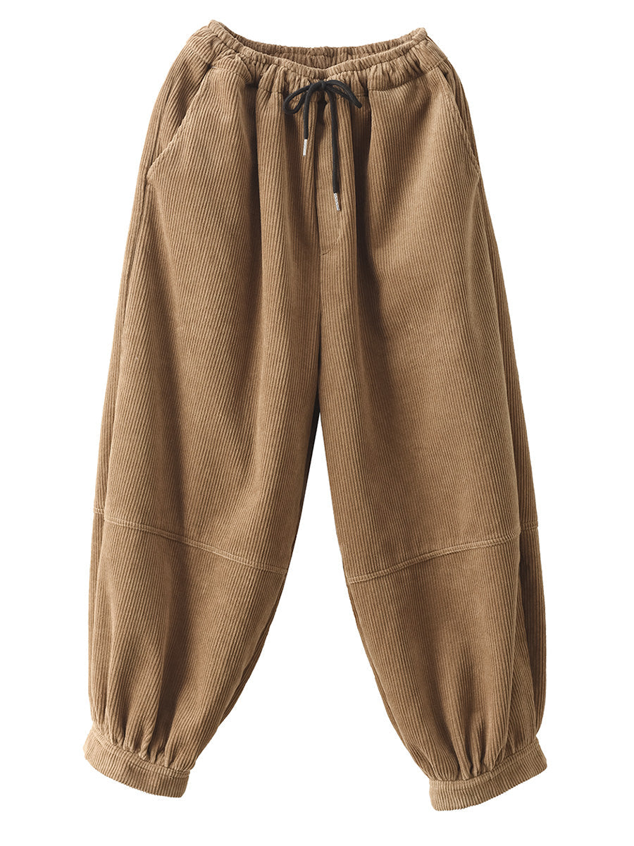 Plus Size Women's Casual Fleece Lined Pants - Comfortable Loose Fit Winter Trousers for Lounge, Travel & Outdoor Activities