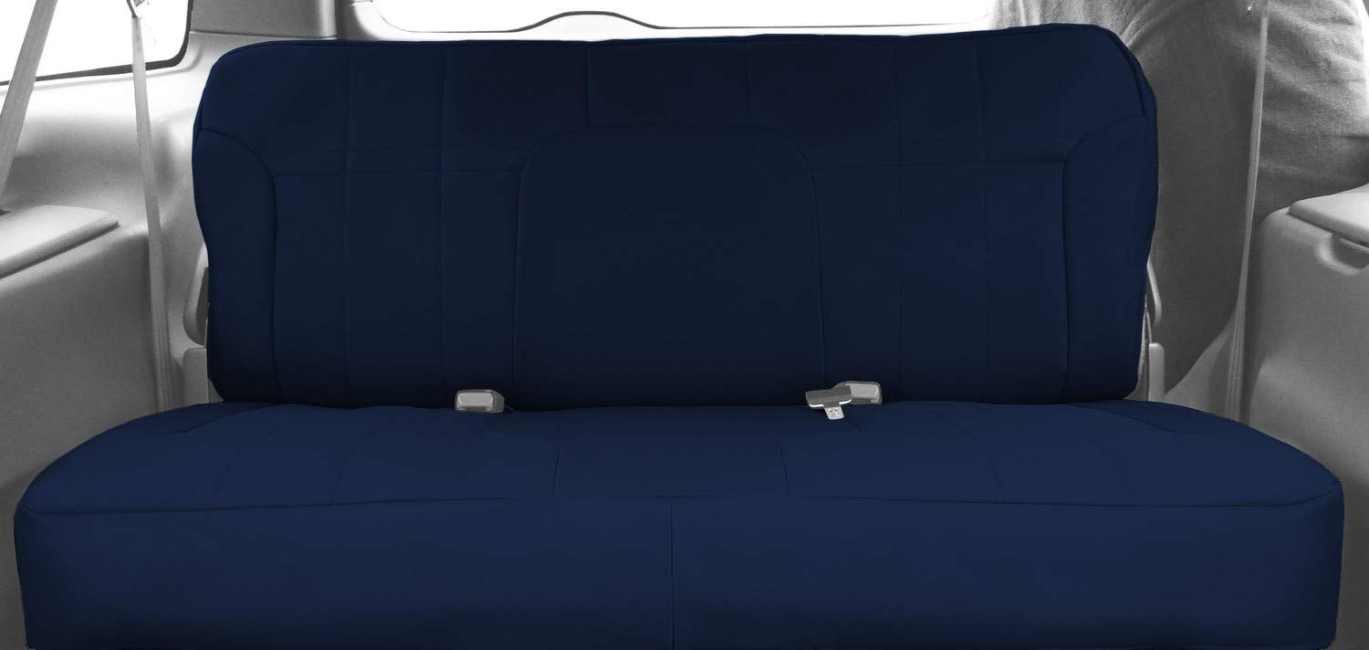 **CalTrend Rear Solid Bench Seat Covers for 2005-2006 Jeep Wrangler – Durable Cordura Fabric, Blue Insert & Trim – Perfect for Off-Roading & Outdoor Adventures**