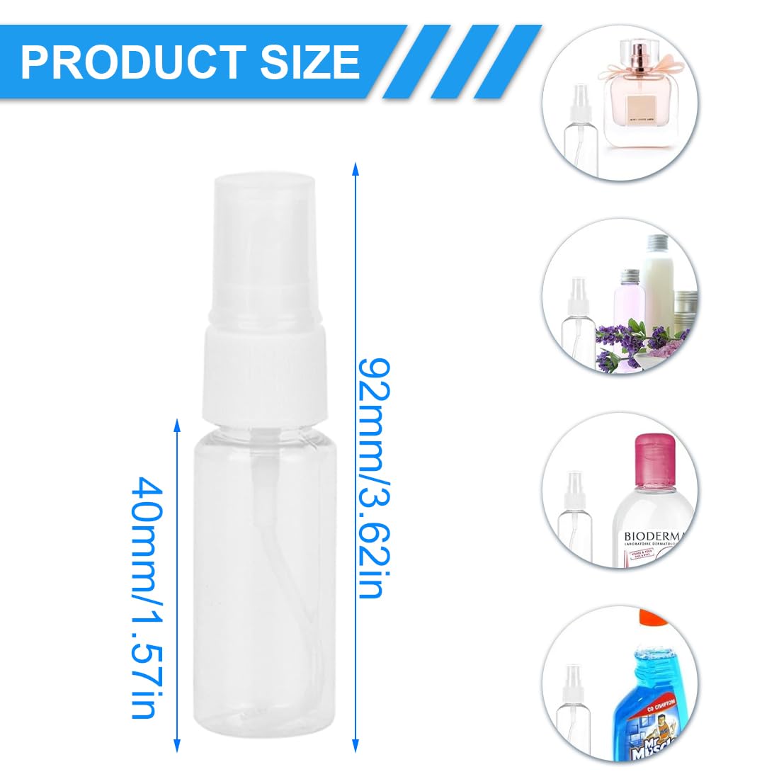 6-Pack 20ml Empty Spray Bottles for Perfume, Lotion & Shampoo - Refillable Travel-Size Plastic Atomizer Bottles with Fine Mist Sprayer - Perfect for DIY Beauty Products, Essential Oils & Hair Care