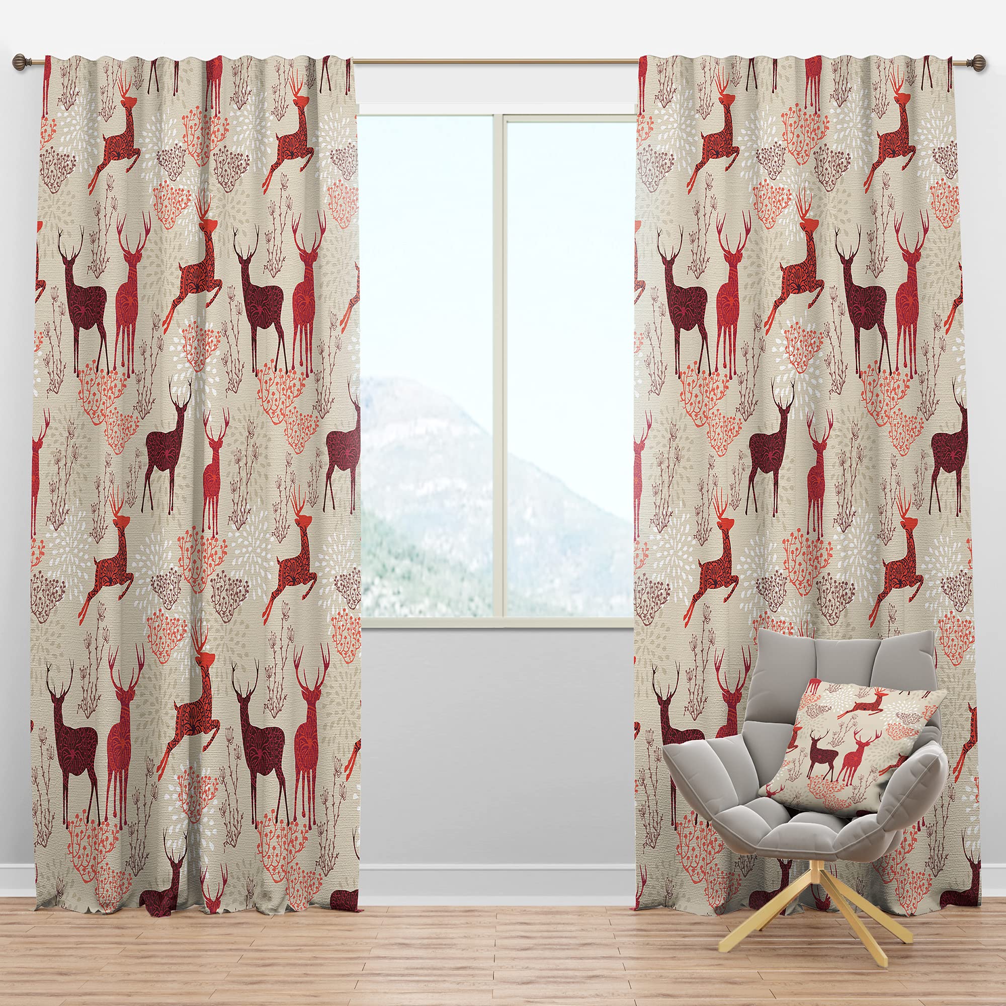 Thermal Insulated Blackout Curtains with Christmas Deer Pattern - Single Panel 52x90 Inches for Bedroom & Living Room - Perfect for Holidays, Winter Insulation, and Light Blocking