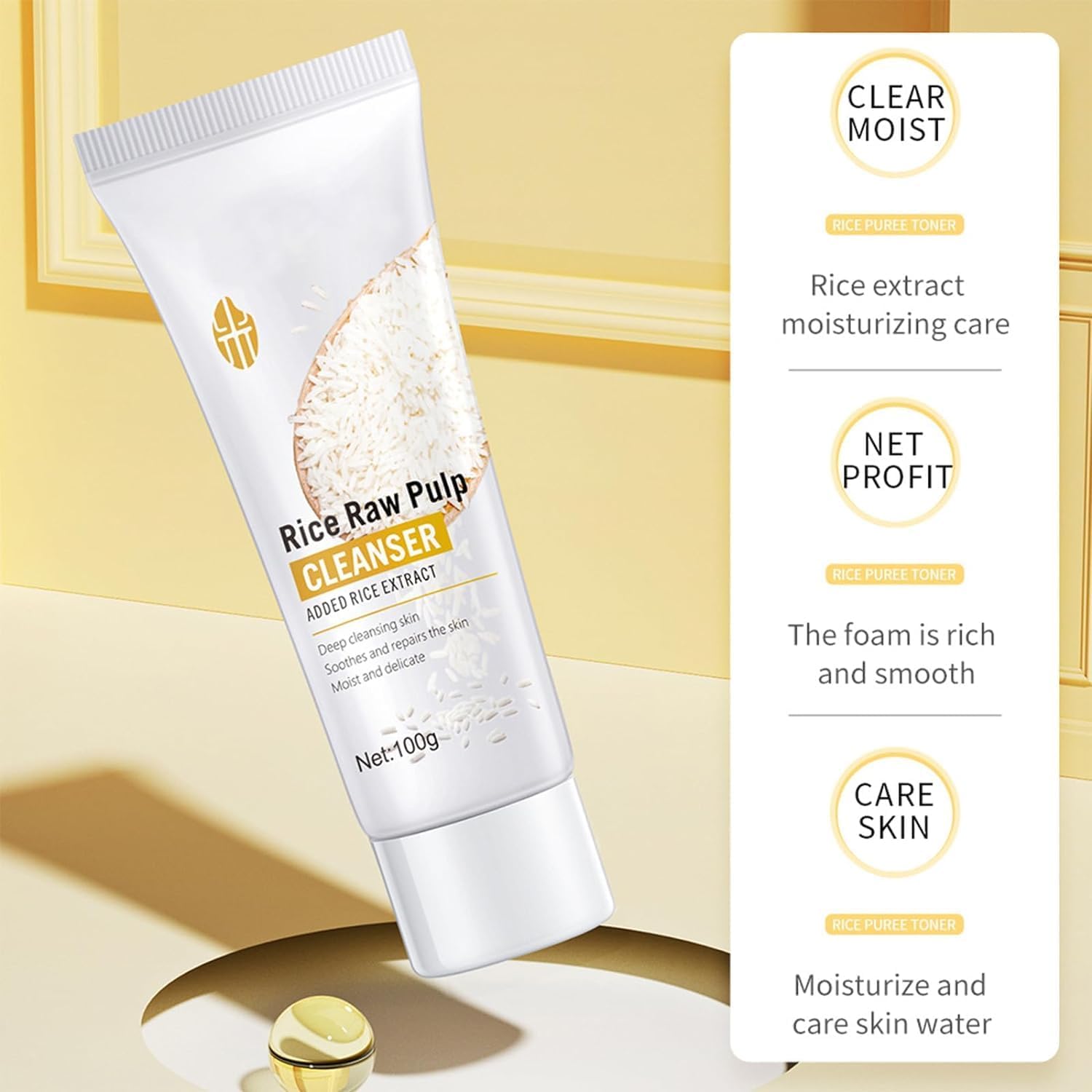 Wokali Rice Cleansing Scrub Gel - Moisturizing Exfoliating Face Cleanser with Rice Protoplast for Smooth Skin | Professional Skincare Treatment | Perfect for Daily Use & Spa Days