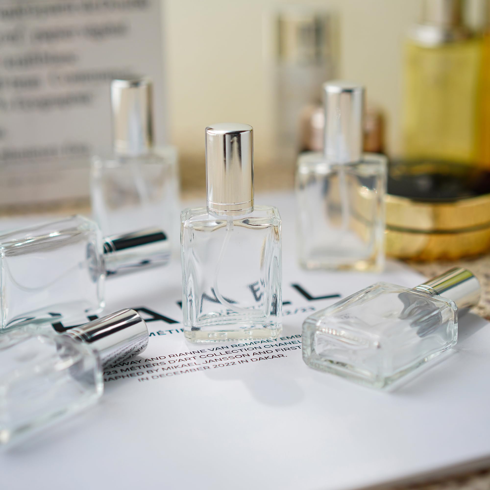 12 Pack Refillable Glass Perfume Spray Bottles with Funnels & Pipettes - Travel Size Essential Oil Dispenser for Fragrance, Lotion & Aromatherapy - Perfect for DIY, Home & Salon Use