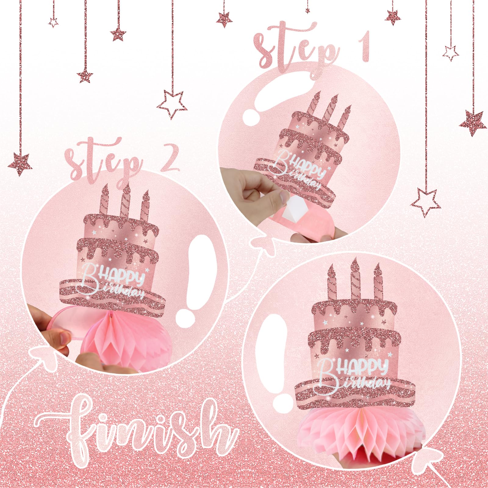 12Pcs Pink Rose Gold Honeycomb Party Decorations - Elegant Birthday Table Toppers for Women | Perfect for Bridal Showers, Baby Showers & Anniversary Celebrations