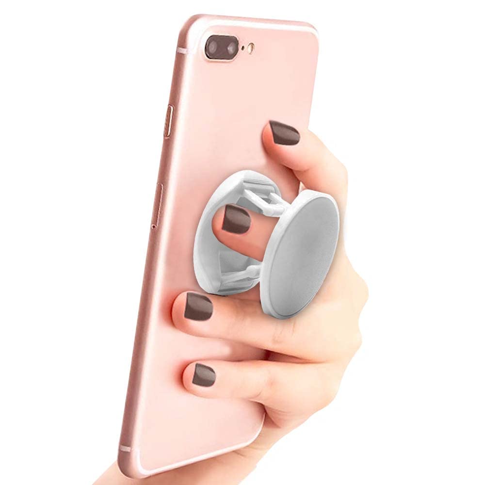 Phone Grip Stand for iPhone & Samsung - Anti-Slip White Holder for Secure One-Handed Use - Perfect for Watching Videos, Taking Photos & Gaming