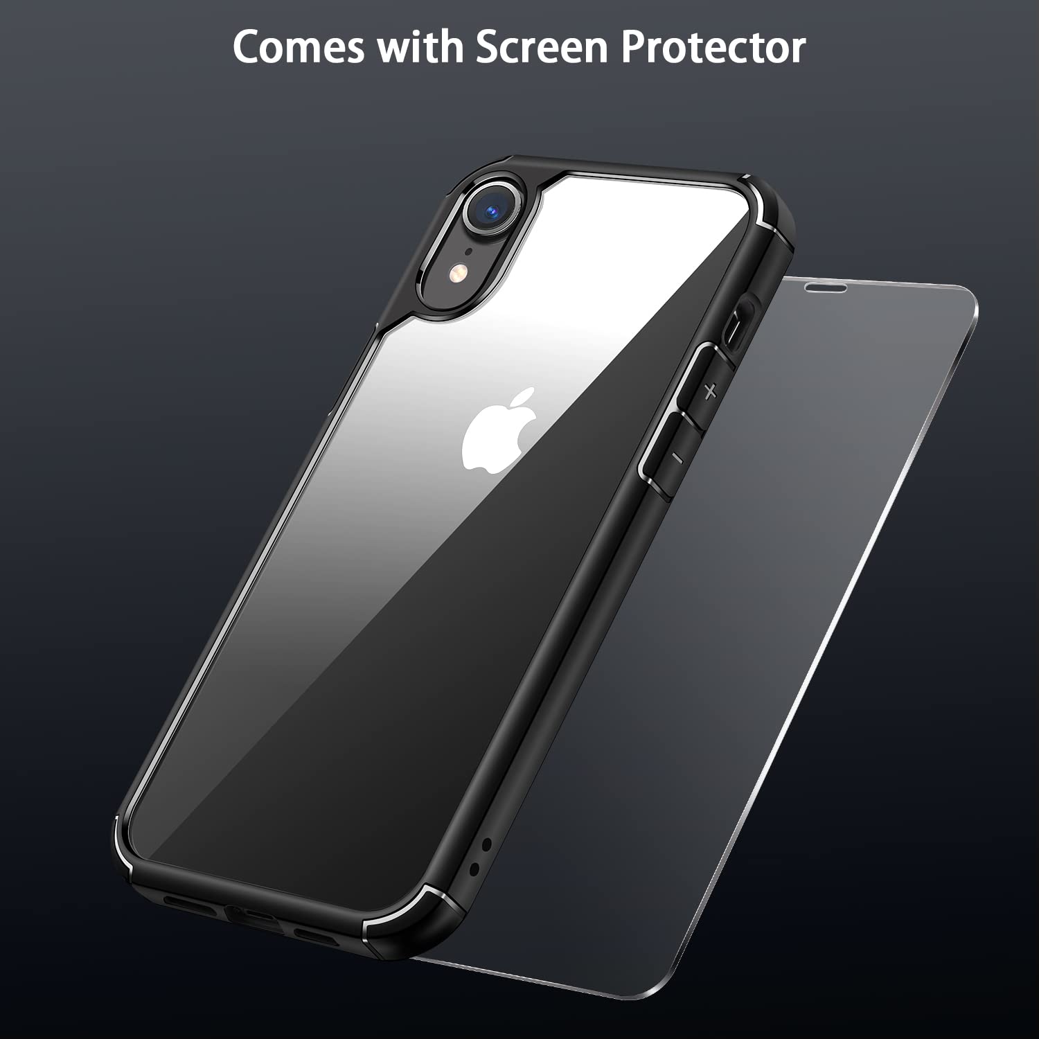 Amizee Military Grade Protective Case for iPhone XR - Slim Crystal Clear Back with Included Screen Protector | Shockproof & Durable Phone Cover for Everyday Use, Travel & Outdoor Activities