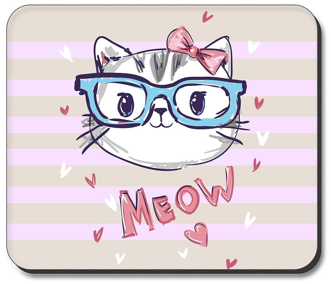 Artistic Cat Meow Design Mouse Pad - Non-Slip Gaming & Office Desk Mat for Computers, Laptops - Perfect for Work, Gaming & Home Office Use