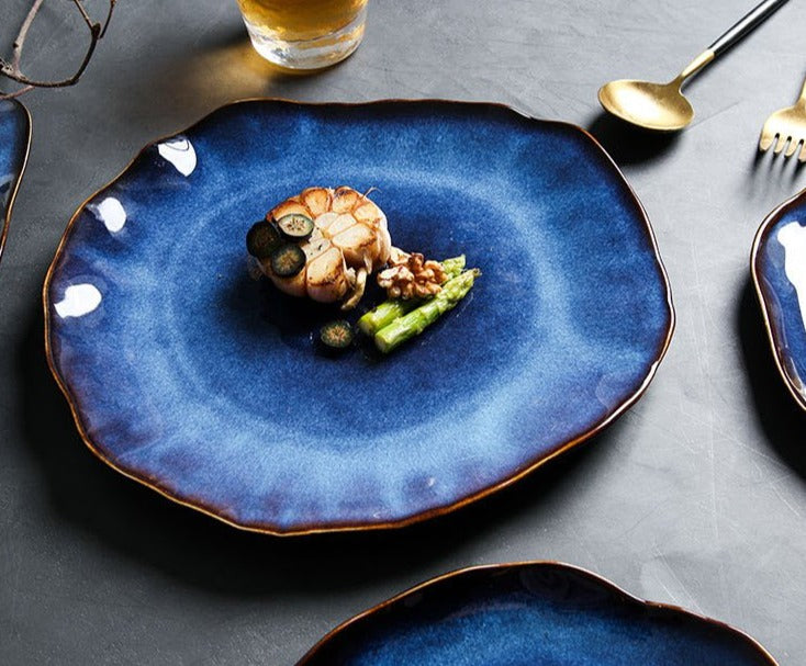 Evil Eye Blue Porcelain Decorative Plates - Handmade Ceramic Wall Plates for Home Decor, Kitchen & Dining Room | Protection Charm Gift for Housewarming, Wedding & Spiritual Spaces