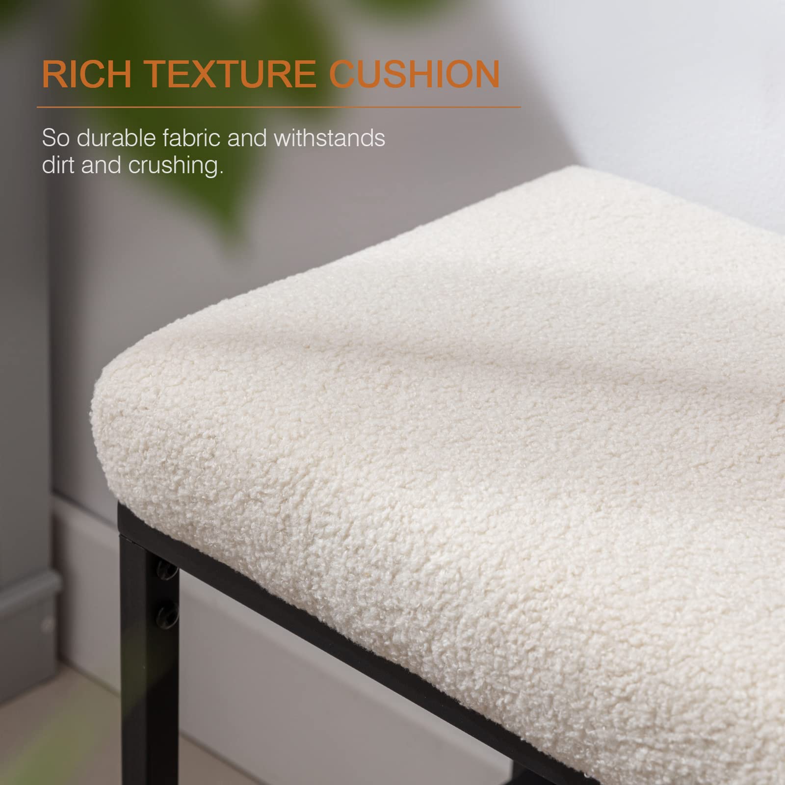 Zesthouse Boucle Upholstered Shoe Bench with Storage - Entryway, Bedroom, Closet & Living Room Organizer - White Metal Shoe Rack for Hallway, Mudroom & End of Bed (Perfect for Small Spaces & Home Organization)