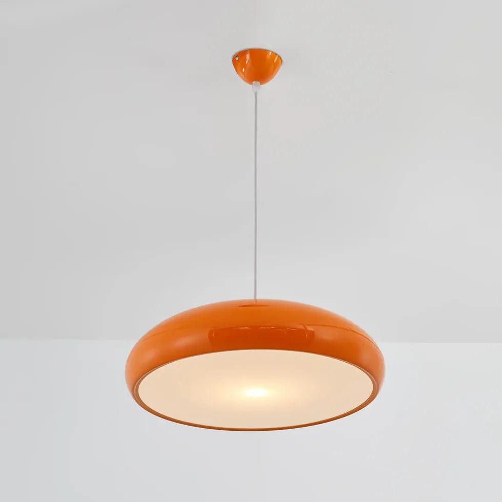 Modern Single Head Pendant Light with Glossy Disc Shade - Sleek Ceiling Lighting for Dining Room, Kitchen Island & Bedroom Decor